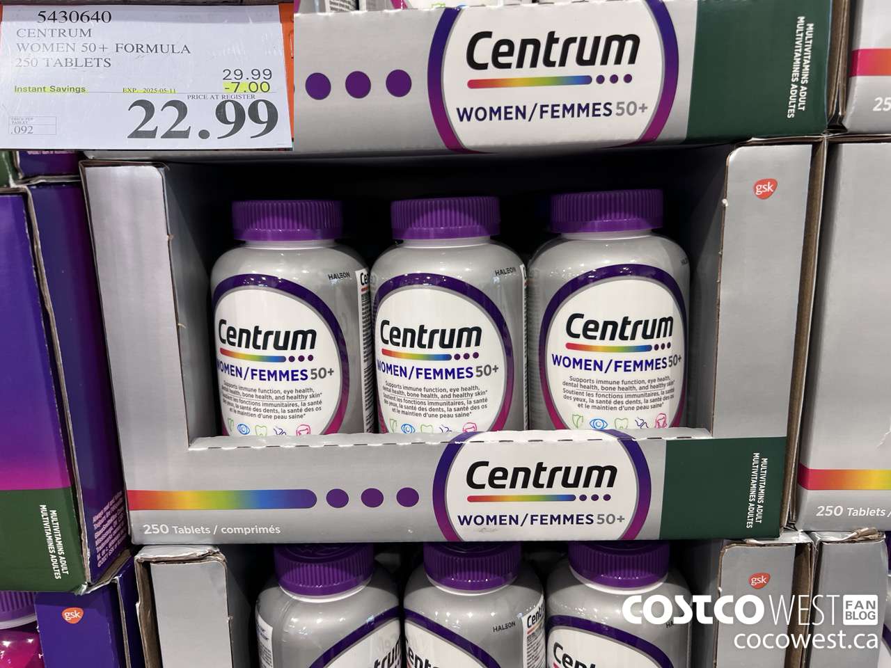 5430640 CENTRUM WOMEN 50+ 250 TABLET ($7.00 INSTANT SAVINGS EXPIRES ON 2025-05-11) $22.99