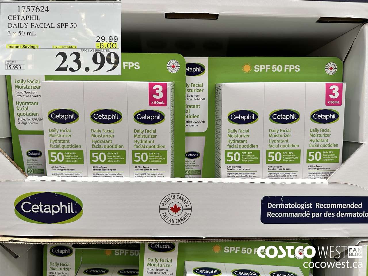 1757624 CETAPHIL DAILY FACIAL SPF 50 3 X 50ML ($6.00 INSTANT SAVINGS EXPIRES ON 2025-04-17) $23.99
