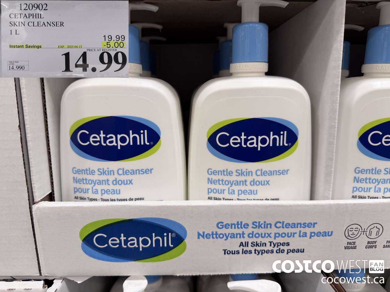 120902 CETAPHIL SKIN CLEANSER 1L ($5.00 INSTANT SAVINGS EXPIRES ON 2025-04-13) $14.99