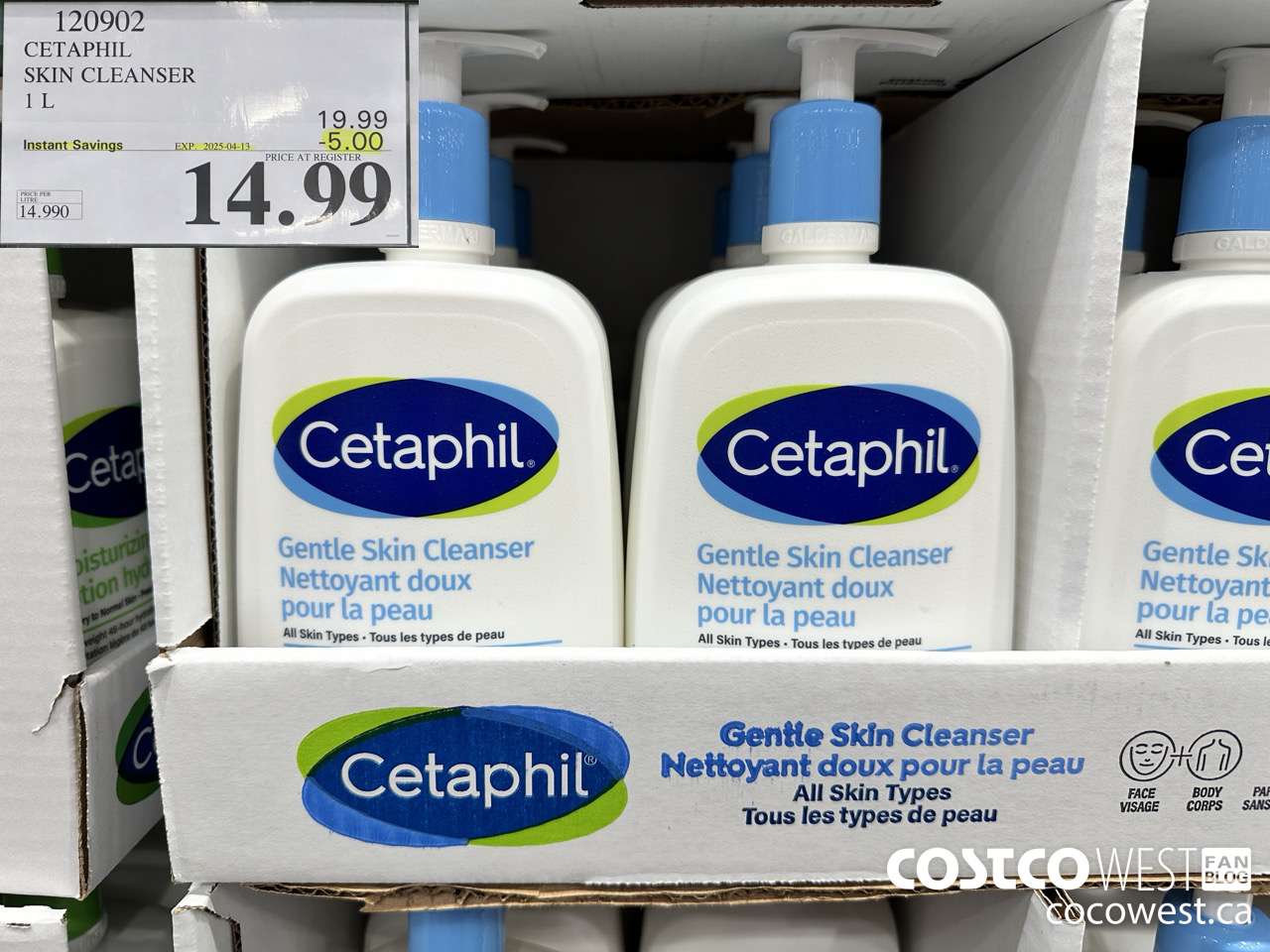 120902 CETAPHIL SKIN CLEANSER 1L ($5.00 INSTANT SAVINGS EXPIRES ON 2025-04-13) $14.99