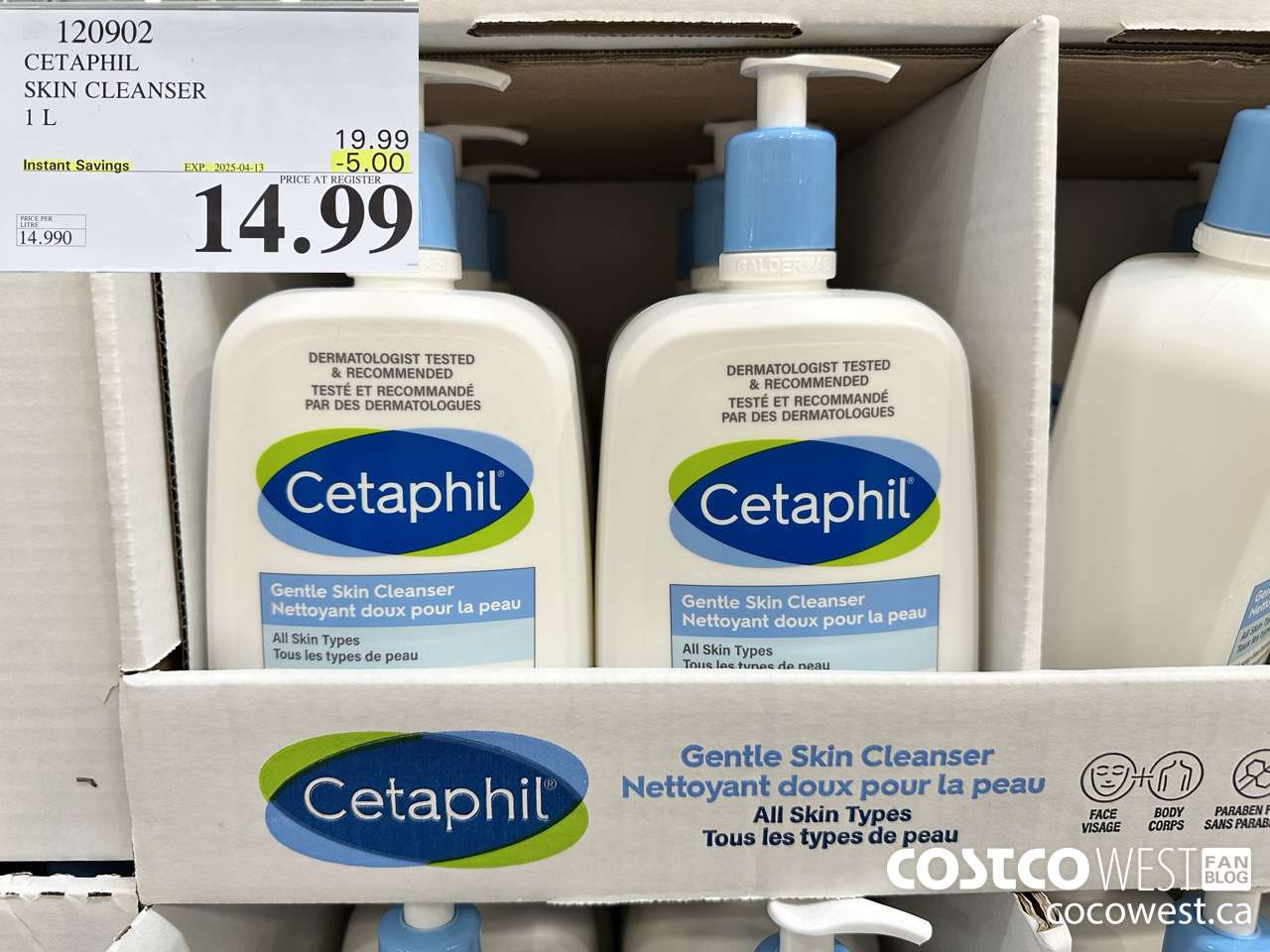 120902 CETAPHIL SKIN CLEANSER 1L ($5.00 INSTANT SAVINGS EXPIRES ON 2025-04-13) $14.99