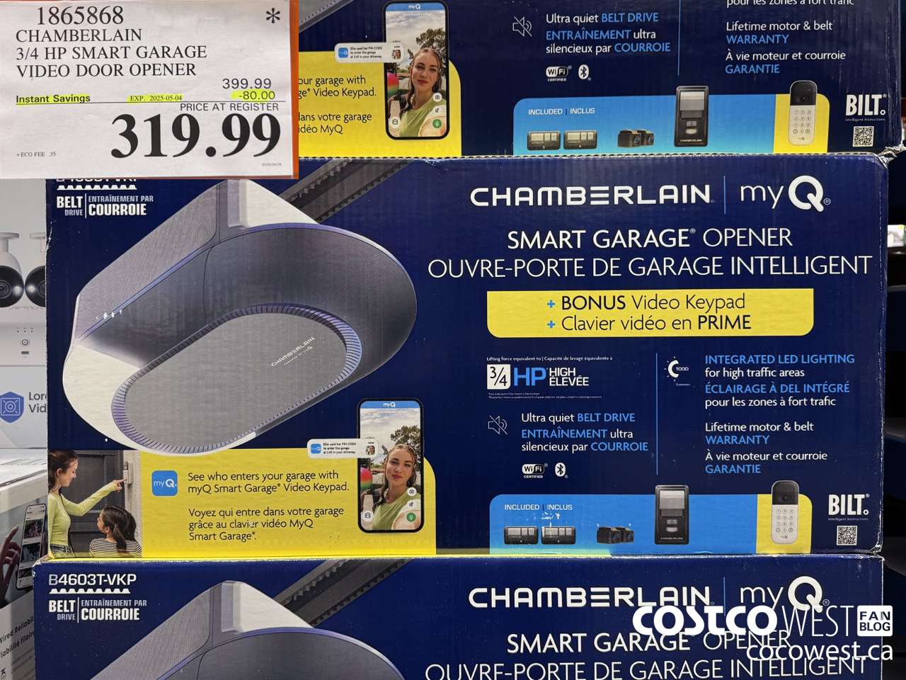 1865868 CHAMBERLAIN 3/4 HP SMART GARAGE VIDEO DOOR OPENER ($80.00 INSTANT SAVINGS EXPIRES ON 2025-05-04) $319.99