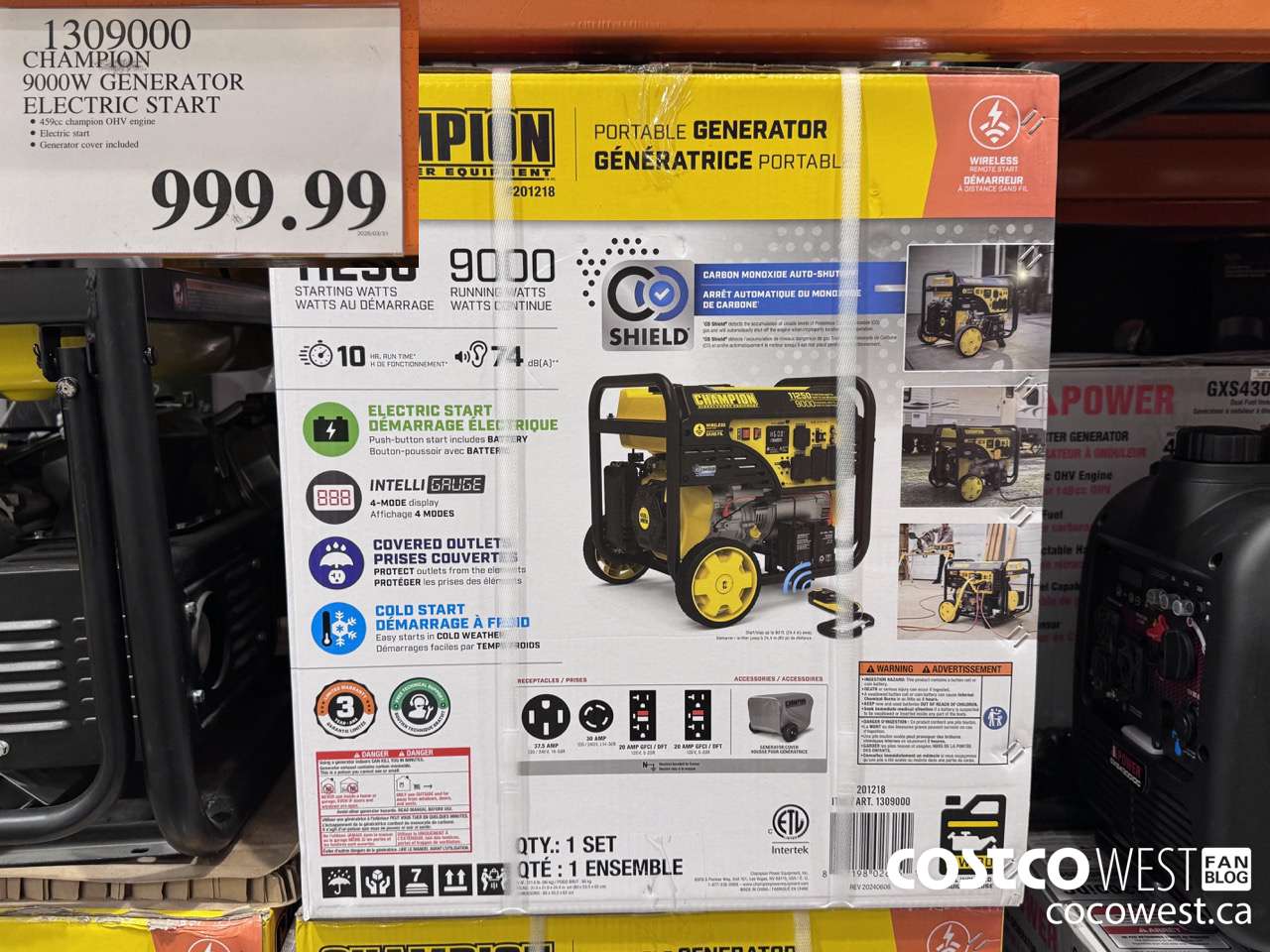 1309000 CHAMPION 9000W GENERATOR ELECTRIC START $999.99