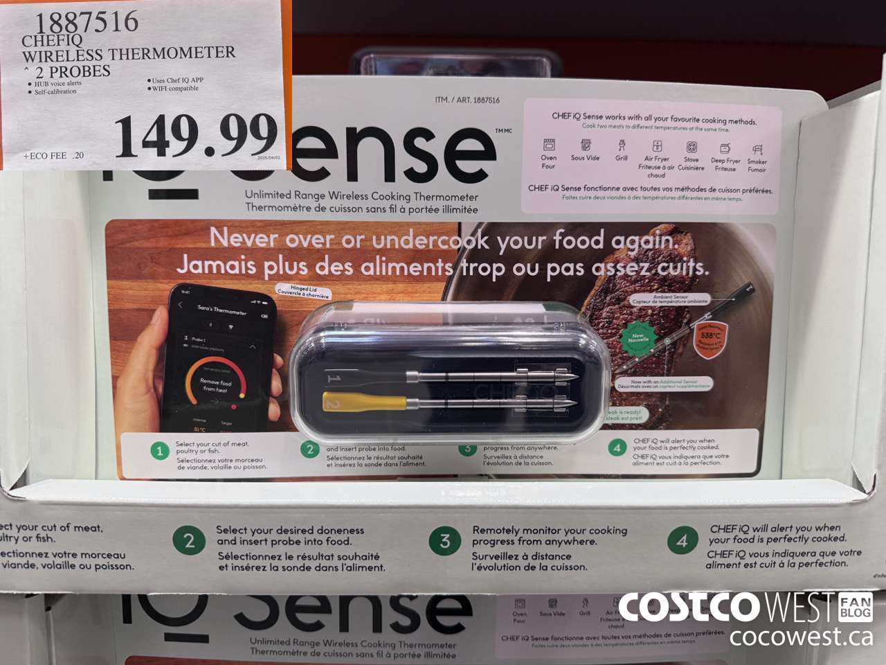 1887516 CHEFIQ WIRELESS THERMOMETER 2 PROBES $149.99