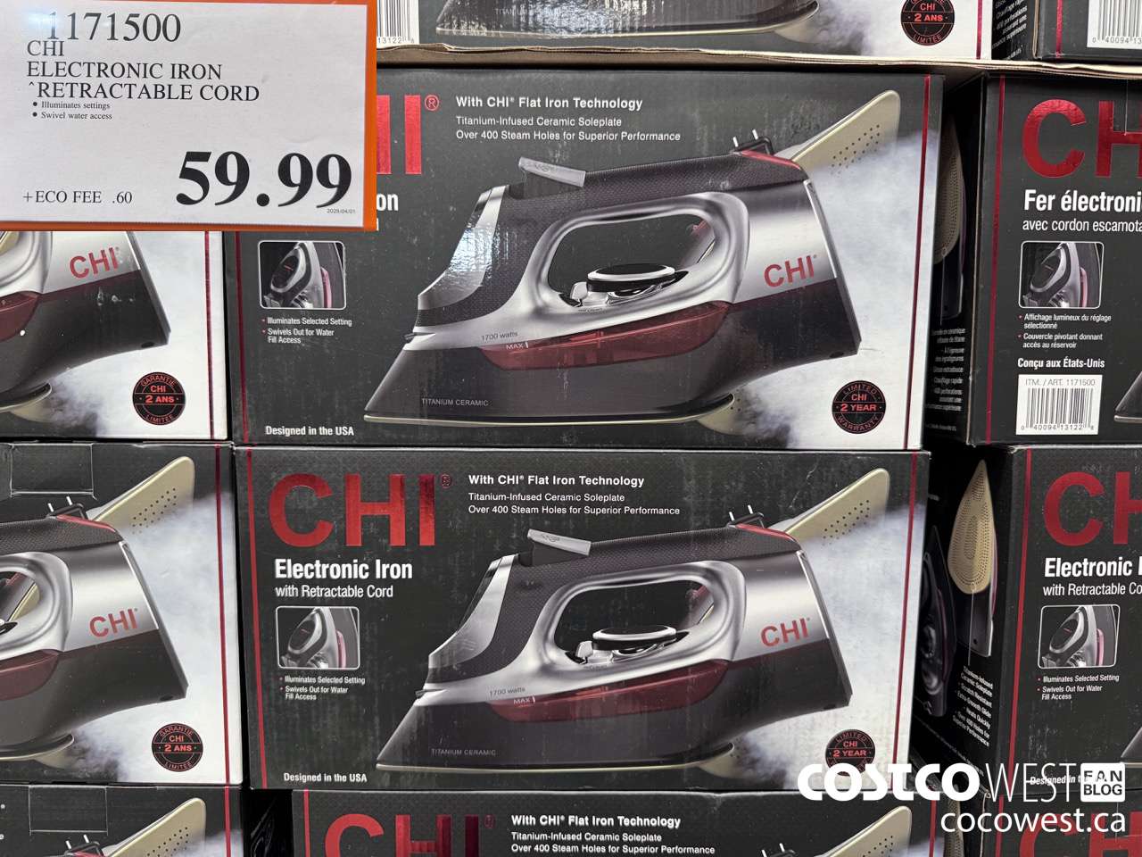 1171500 CHI ELECTRONIC IRON RETRACTABLE CORD $59.99