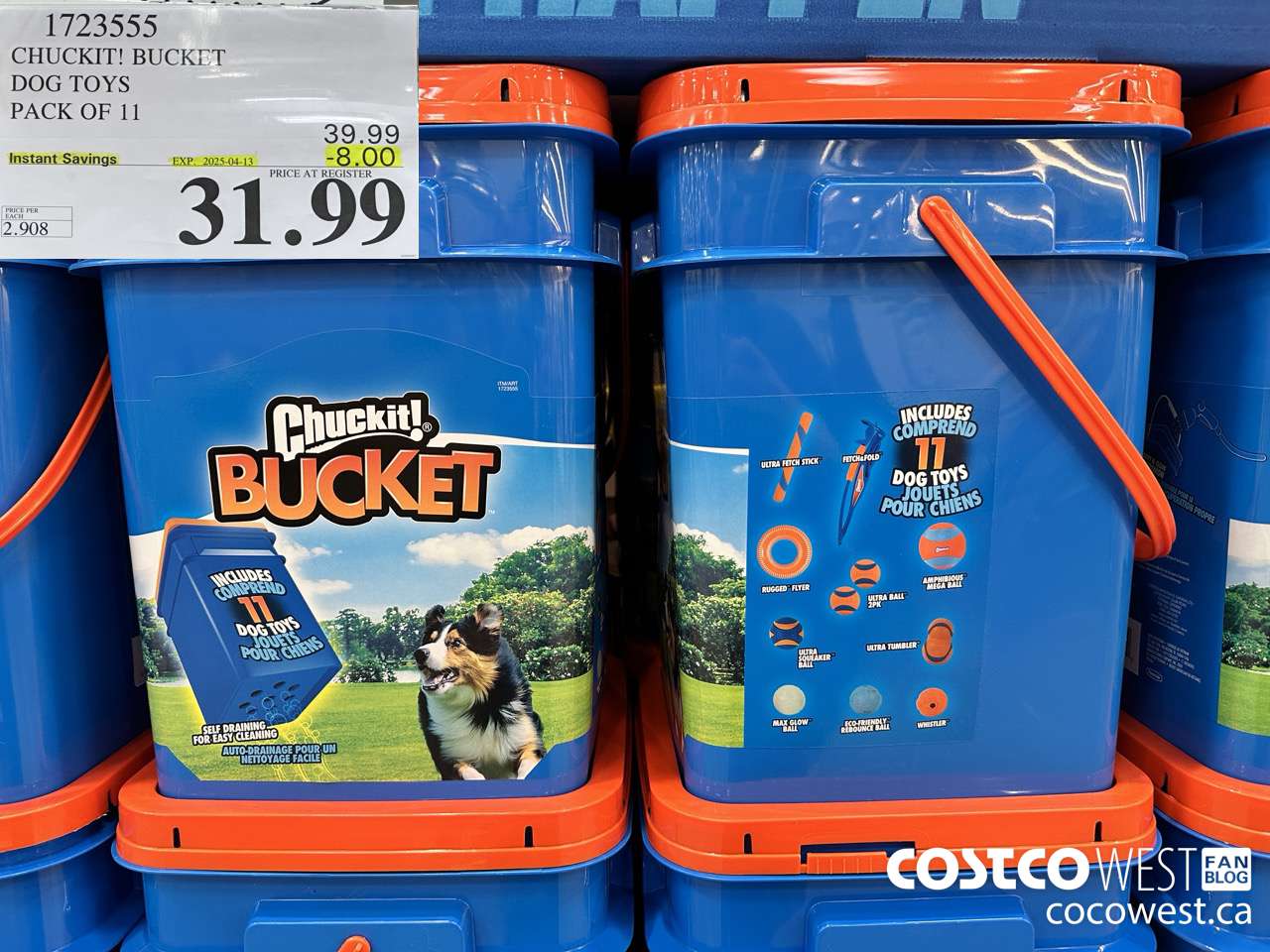 1723555 CHUCK-IT BUCKET DOG TOYS PACK OF 11 ($8.00 INSTANT SAVINGS EXPIRES ON 2025-04-13) $31.99