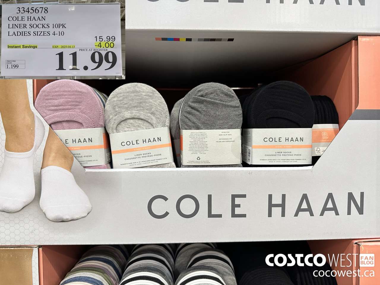 3345678 COLE HAAN NO SHOW SOCK 10PK LADIES SIZES 4-10 ($4.00 INSTANT SAVINGS EXPIRES ON 2025-04-13) $11.99