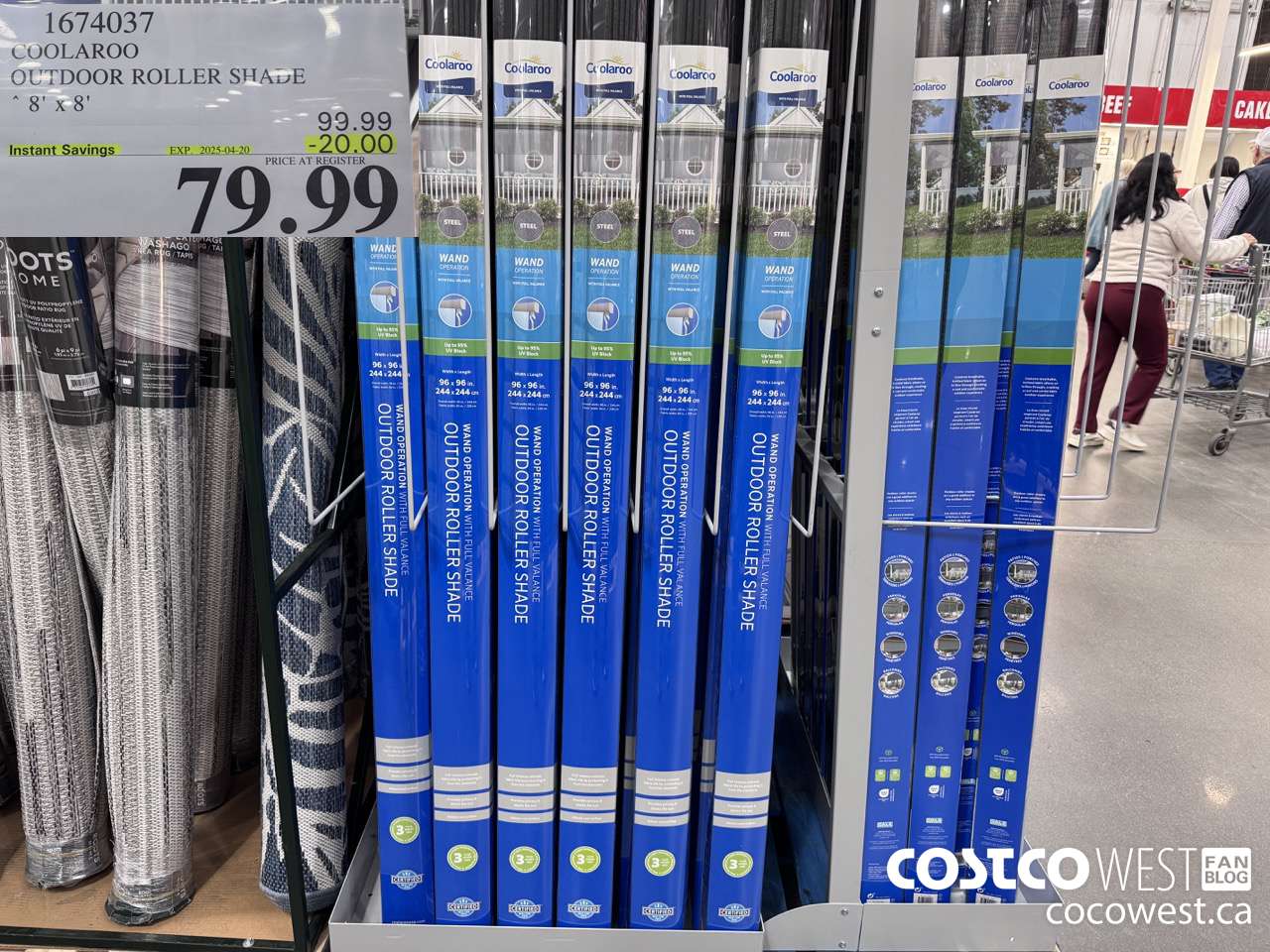 1674037 COOLAROO OUTDOOR ROLLER SHADE 8' X 8' ($20.00 INSTANT SAVINGS EXPIRES ON 2025-04-20) $79.99