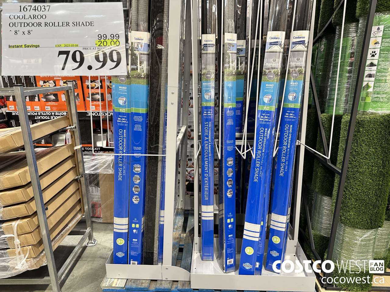 1674037 COOLAROO OUTDOOR ROLLER SHADE 8' X 8' ($20.00 INSTANT SAVINGS EXPIRES ON 2025-05-04) $79.99