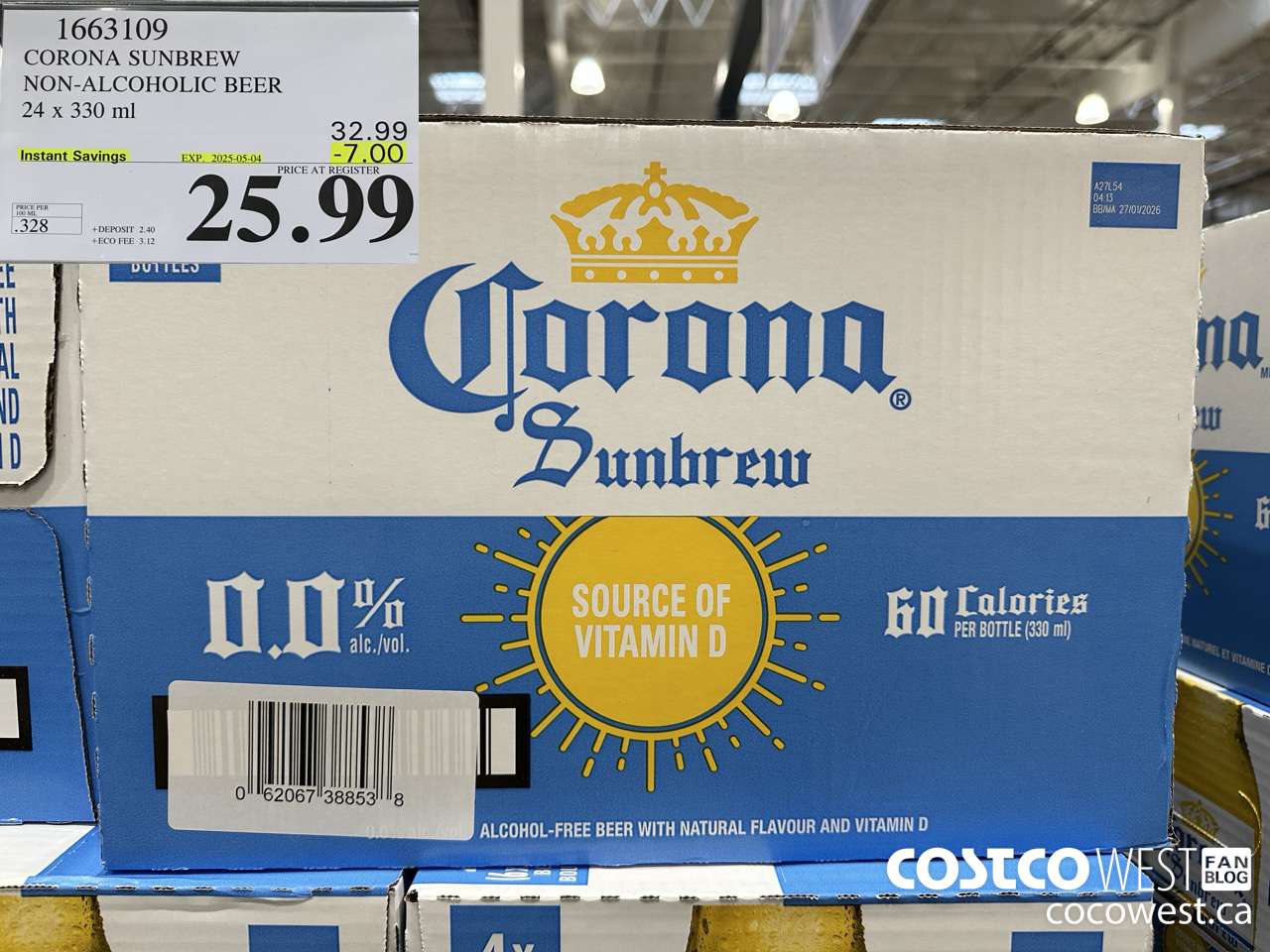 1663109 CORONA NON-ALCOHOLIC BEER 24 X 330 ML ($7.00 INSTANT SAVINGS EXPIRES ON 2025-05-04) $25.99