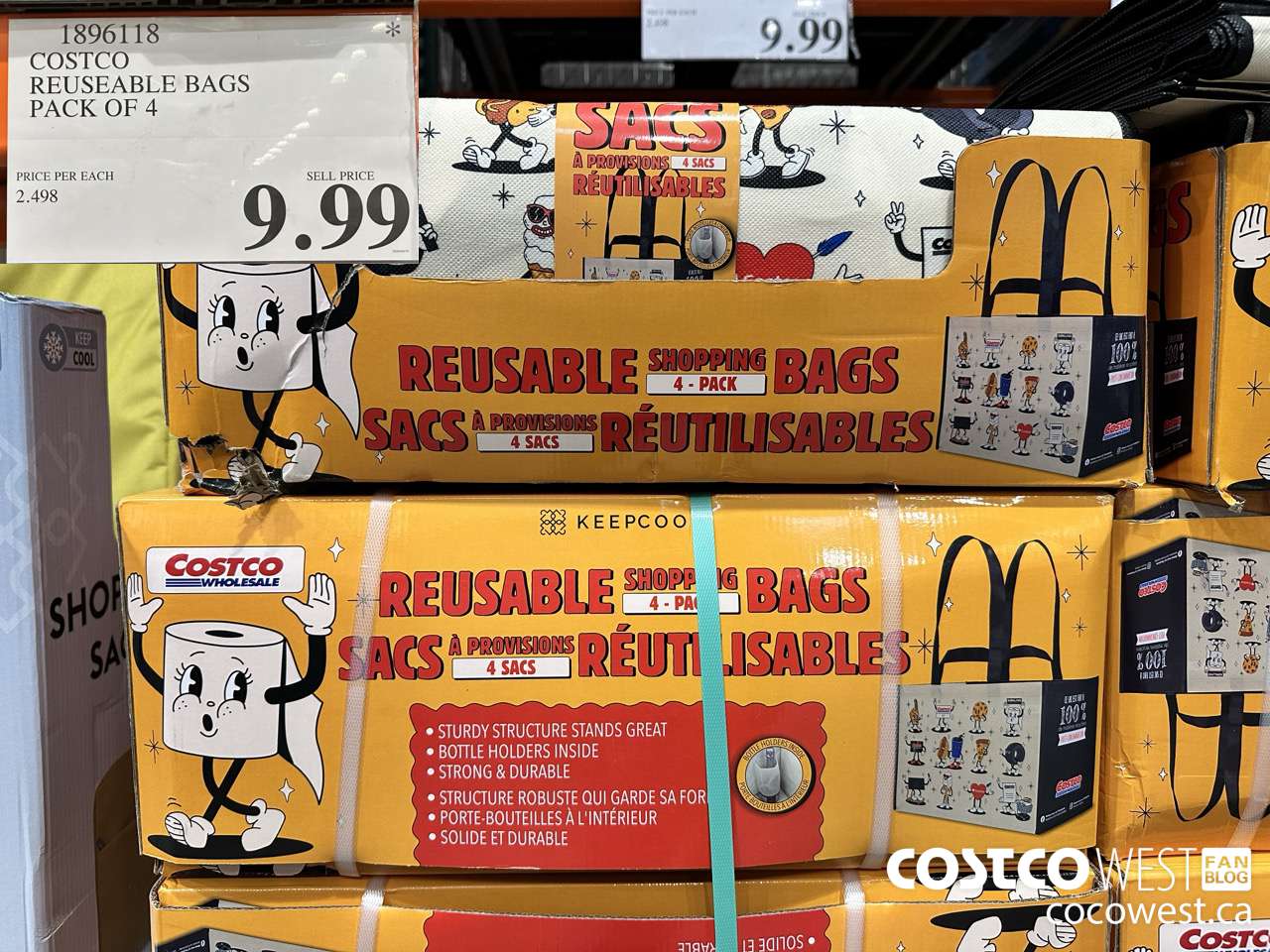 1896118 COSTCO REUSEABLE BAGS PACK OF 4 $9.99