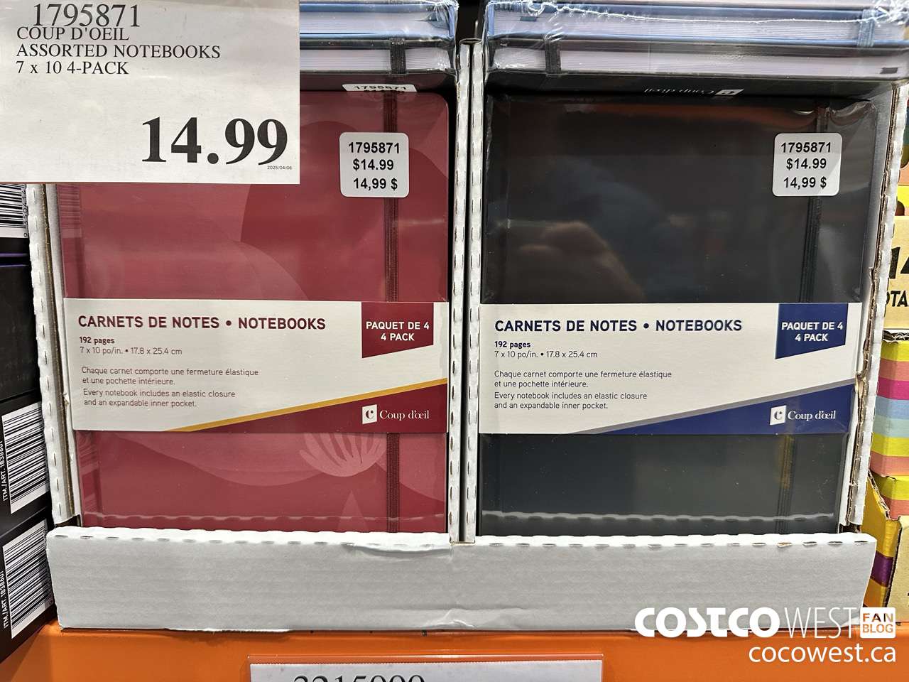 1795871 COUP D'OEIL ASSORTED NOTEBOOKS 7 X 10 4-PACK $14.99