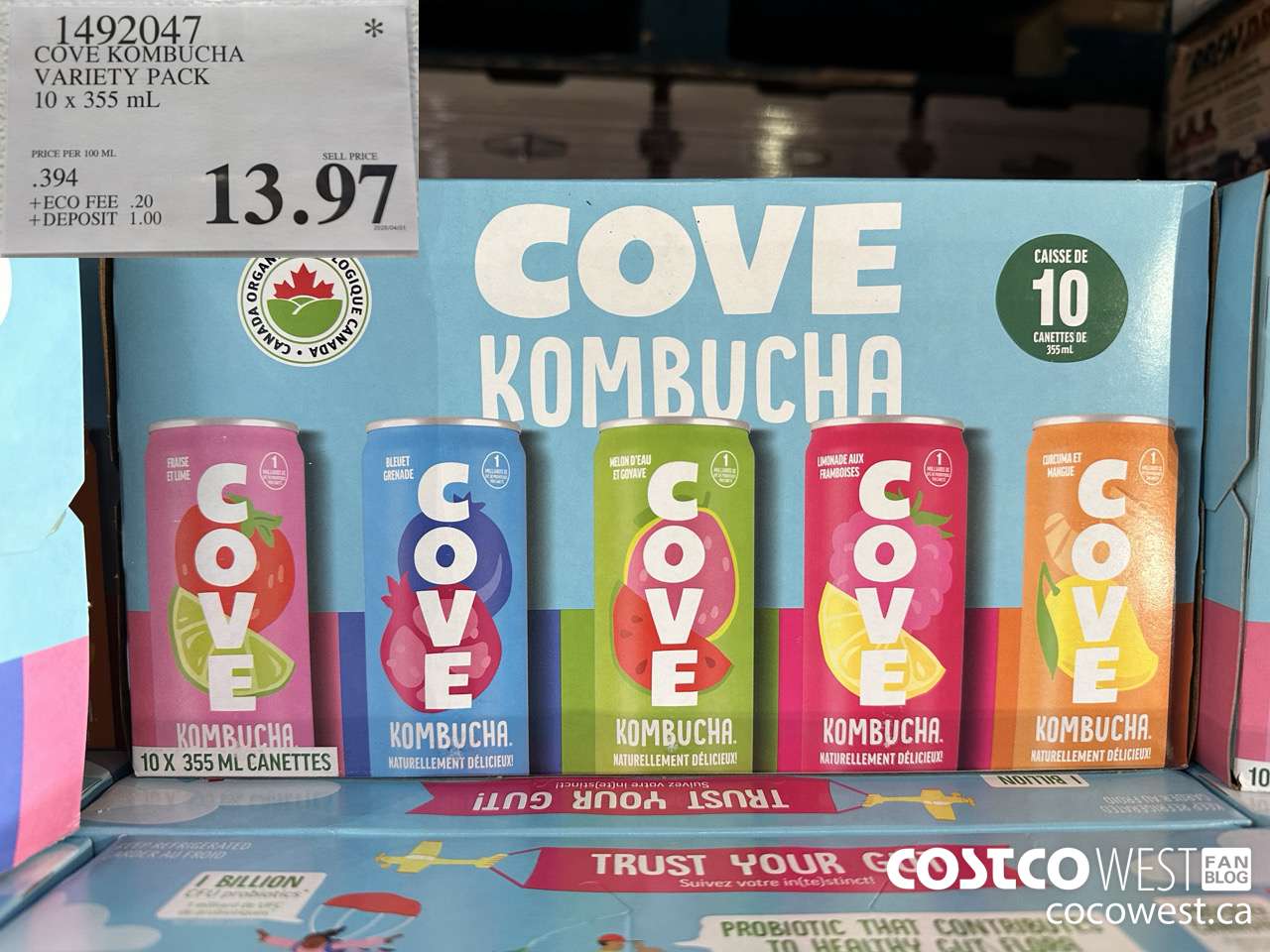 1492047 COVE KOMBUCHA VARIETY PACK 10 X 355 ML $13.97