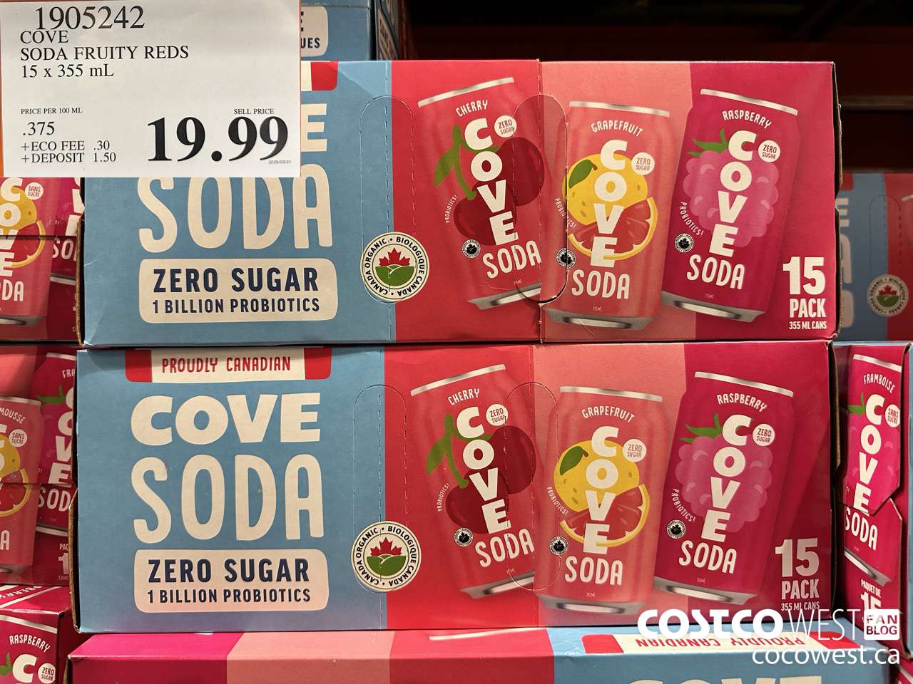 1905242 COVE SODA FRUITY REDS 15 X 355ML $19.99