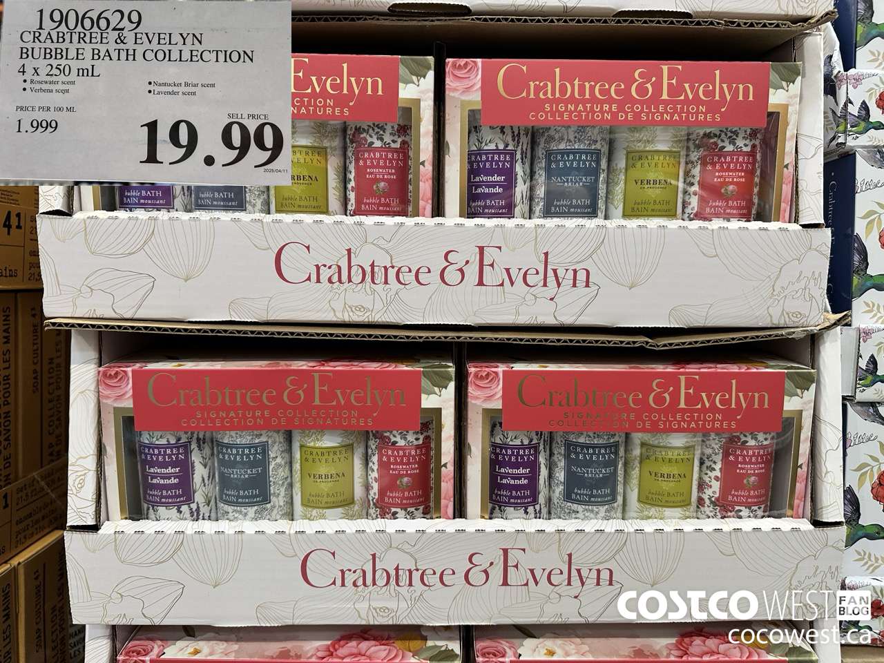 1906629 CRABTREE & EVELYN BUBBLE BATH COLLECTION 4 X 250ML $19.99