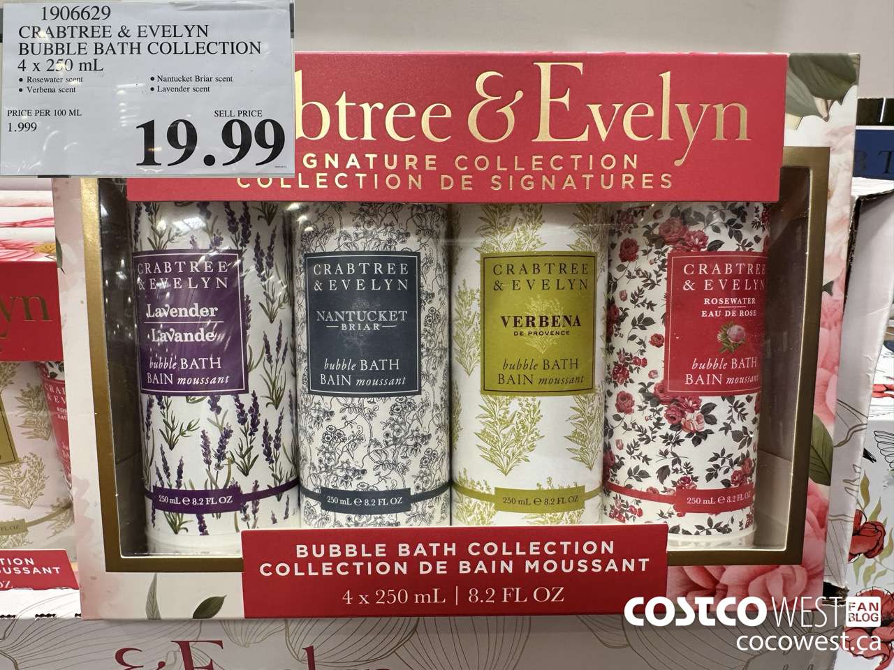 1906629 CRABTREE & EVELYN BUBBLE BATH COLLECTION 4 X 250ML $19.99