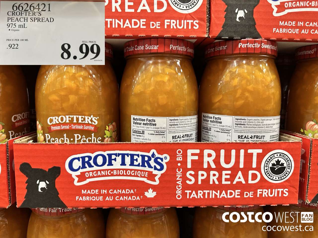 6626421 CROFTER'S PEACH SPREAD 975G $8.99