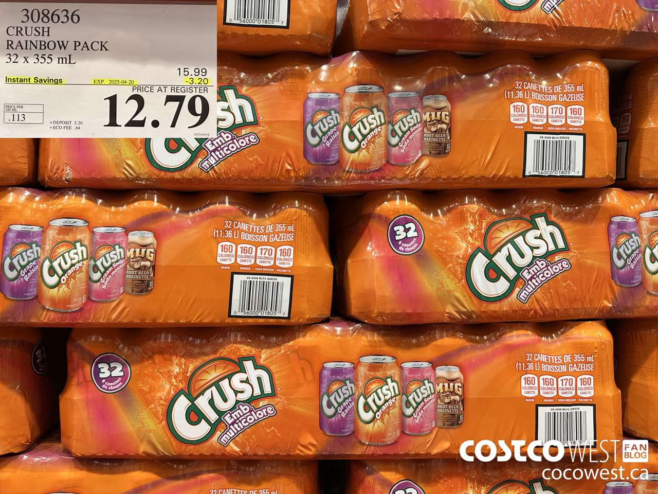 308636 CRUSH RAINBOW PACK 32 X 355 ML ($3.20 INSTANT SAVINGS EXPIRES ON 2025-04-20) $12.79