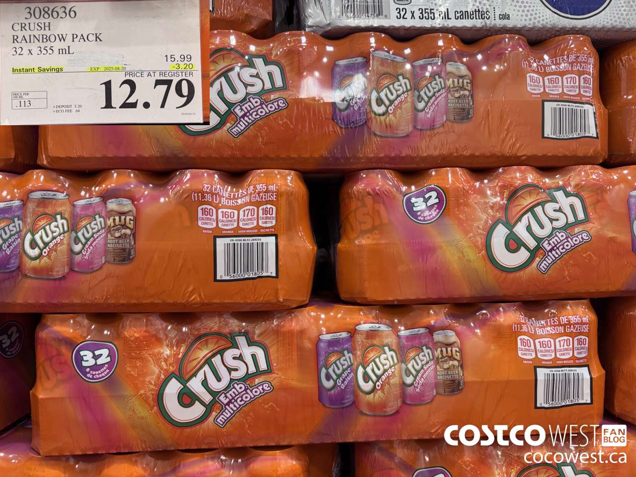 308636 CRUSH RAINBOW PACK 32 X 355 ML ($3.20 INSTANT SAVINGS EXPIRES ON 2025-04-20) $12.79