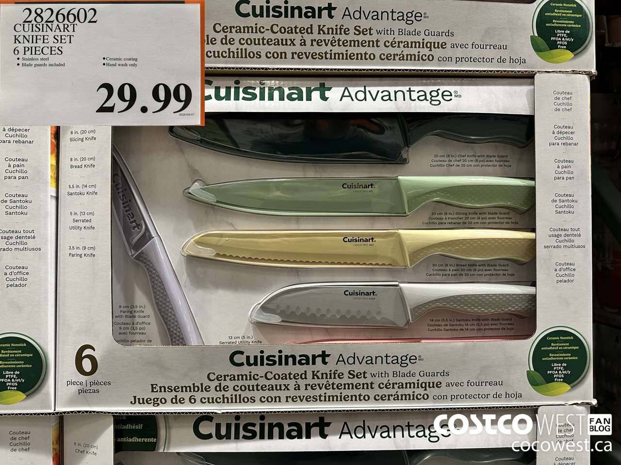 2826602 CUISINART KNIFE SET 6 PIECES $29.99