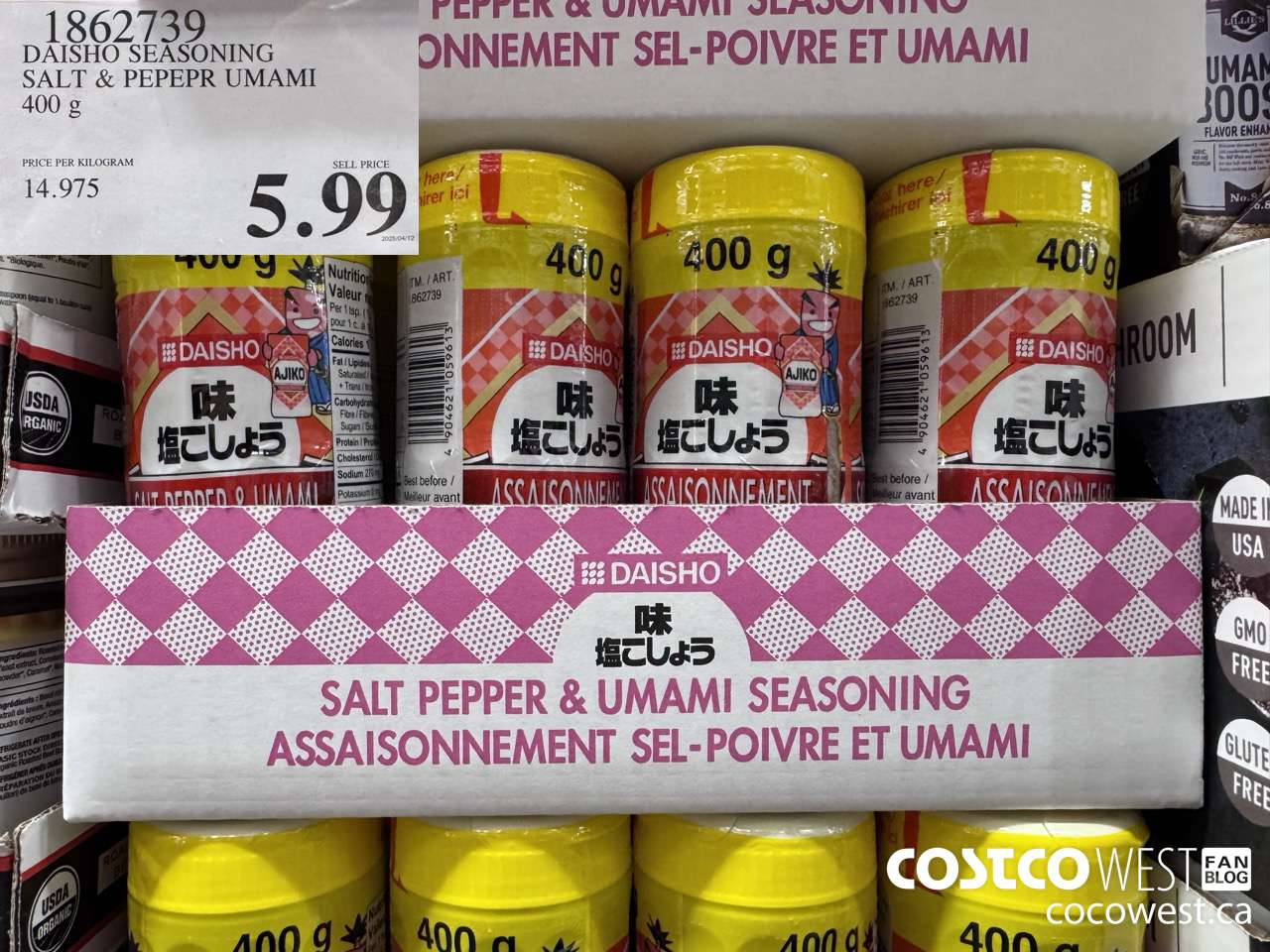1862739 DAISHO SEASONING SAL & PEPPER UMAMI 400G $5.99