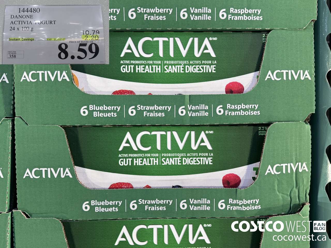 144480 DANONE ACTIVIA YOGURT 24 x 100 g ($2.20 INSTANT SAVINGS EXPIRES ON 2025-04-27) $8.59