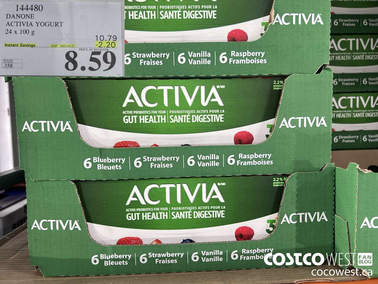 144480 DANONE ACTIVIA YOGURT 24 x 100 g ($2.20 INSTANT SAVINGS EXPIRES ON 2025-04-27) $8.59