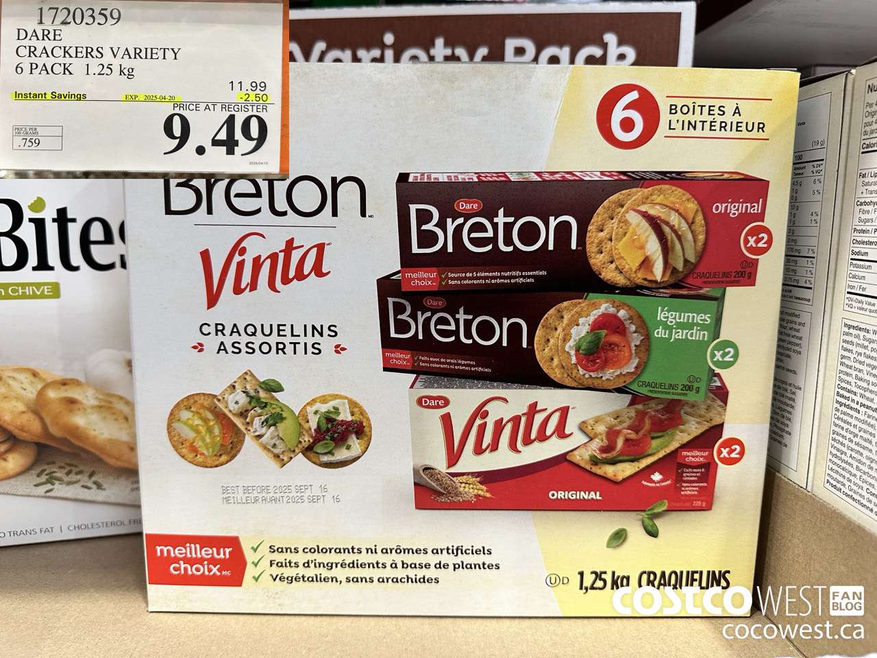 1720359 DARE CRACKERS VARIETY 6 PACK 1.25 KG ($2.50 INSTANT SAVINGS EXPIRES ON 2025-04-20) $9.49