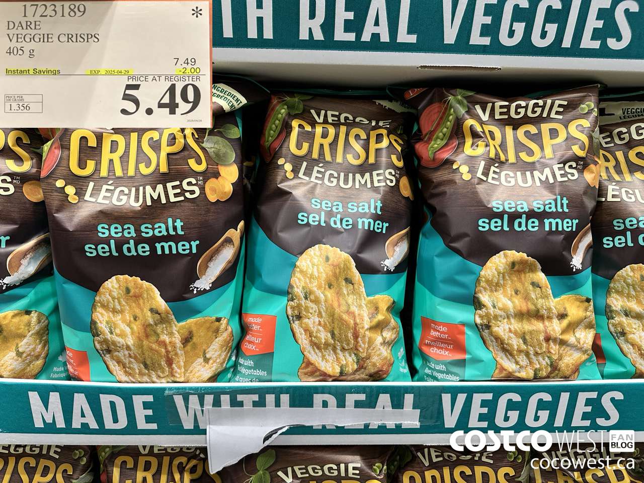 1723189 DARE VEGGIE CRISPS 405G ($2.00 INSTANT SAVINGS EXPIRES ON 2025-04-29) $5.49