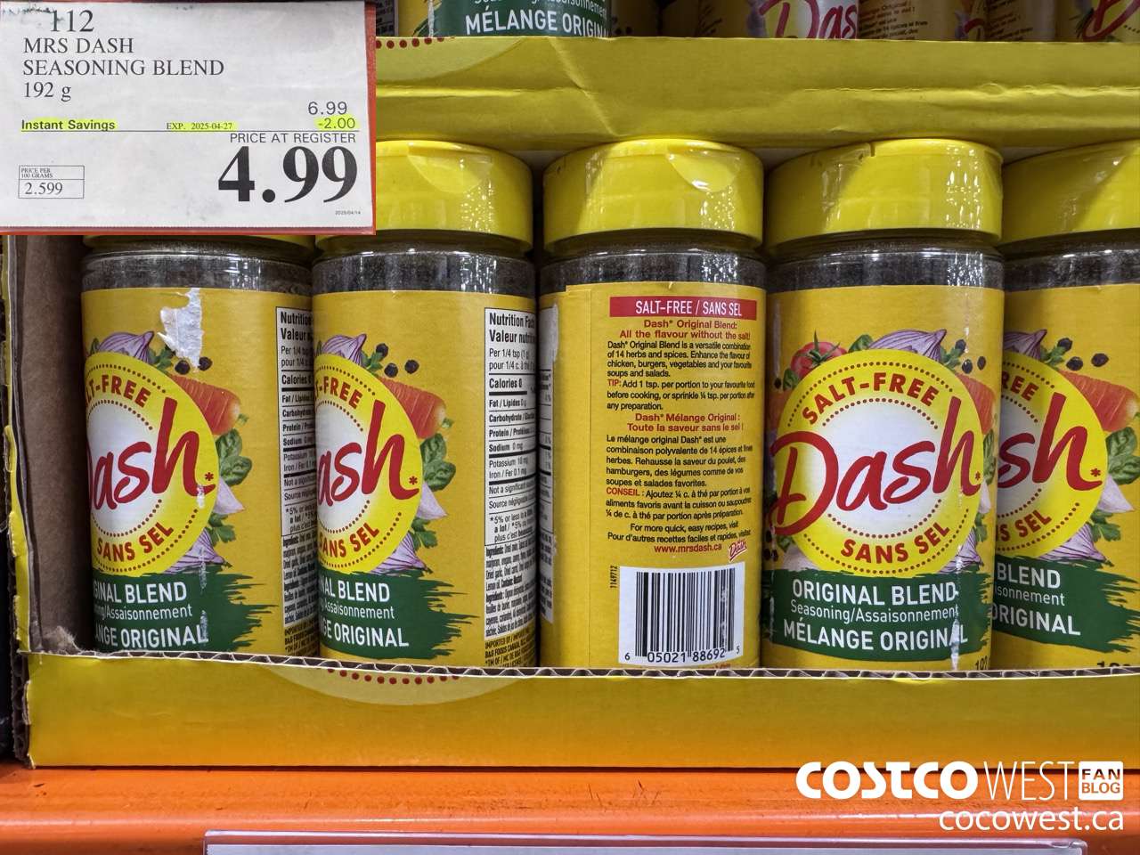 112 DASH ORIGINAL BLEND 192 g ($2.00 INSTANT SAVINGS EXPIRES ON 2025-04-27) $4.99