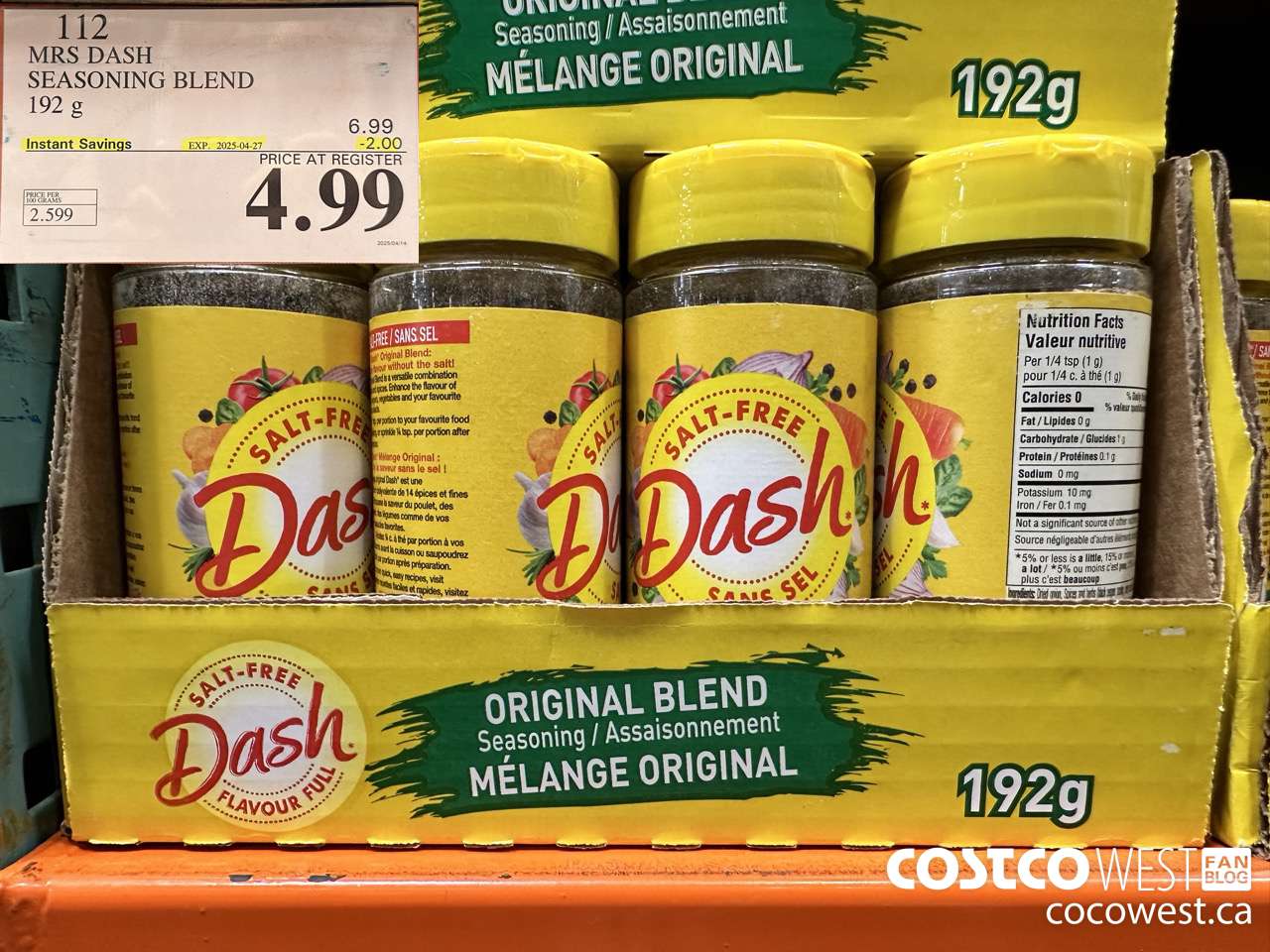 112 DASH ORIGINAL BLEND 192 g ($2.00 INSTANT SAVINGS EXPIRES ON 2025-04-27) $4.99