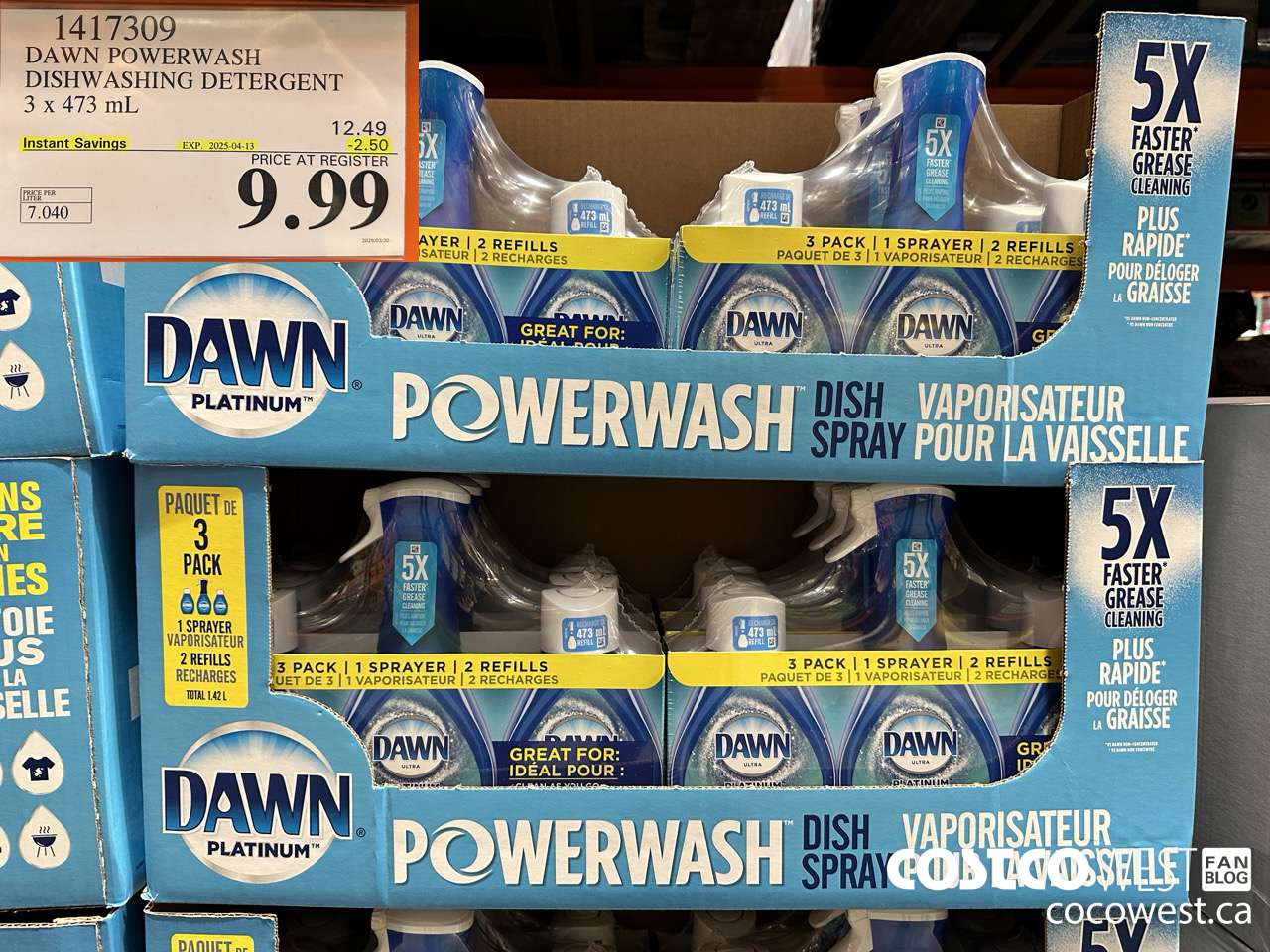 1417309 DAWN POWERWASH DISHWASHING DETERGENT 3 x 473 mL ($2.50 INSTANT SAVINGS EXPIRES ON 2025-04-13) $9.99