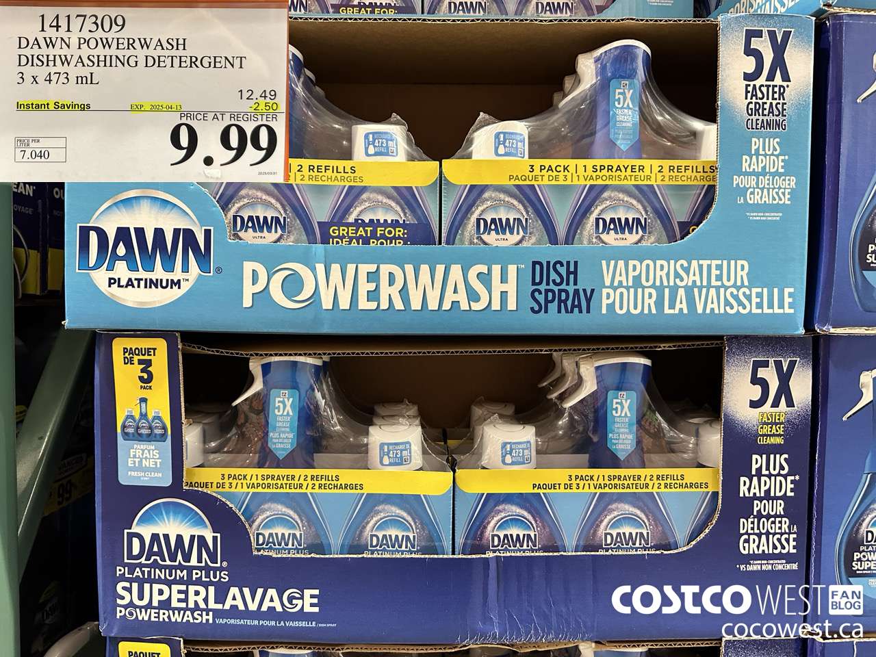1417309 DAWN POWERWASH DISHWASHING DETERGENT 3 x 473 mL ($2.50 INSTANT SAVINGS EXPIRES ON 2025-04-13) $9.99