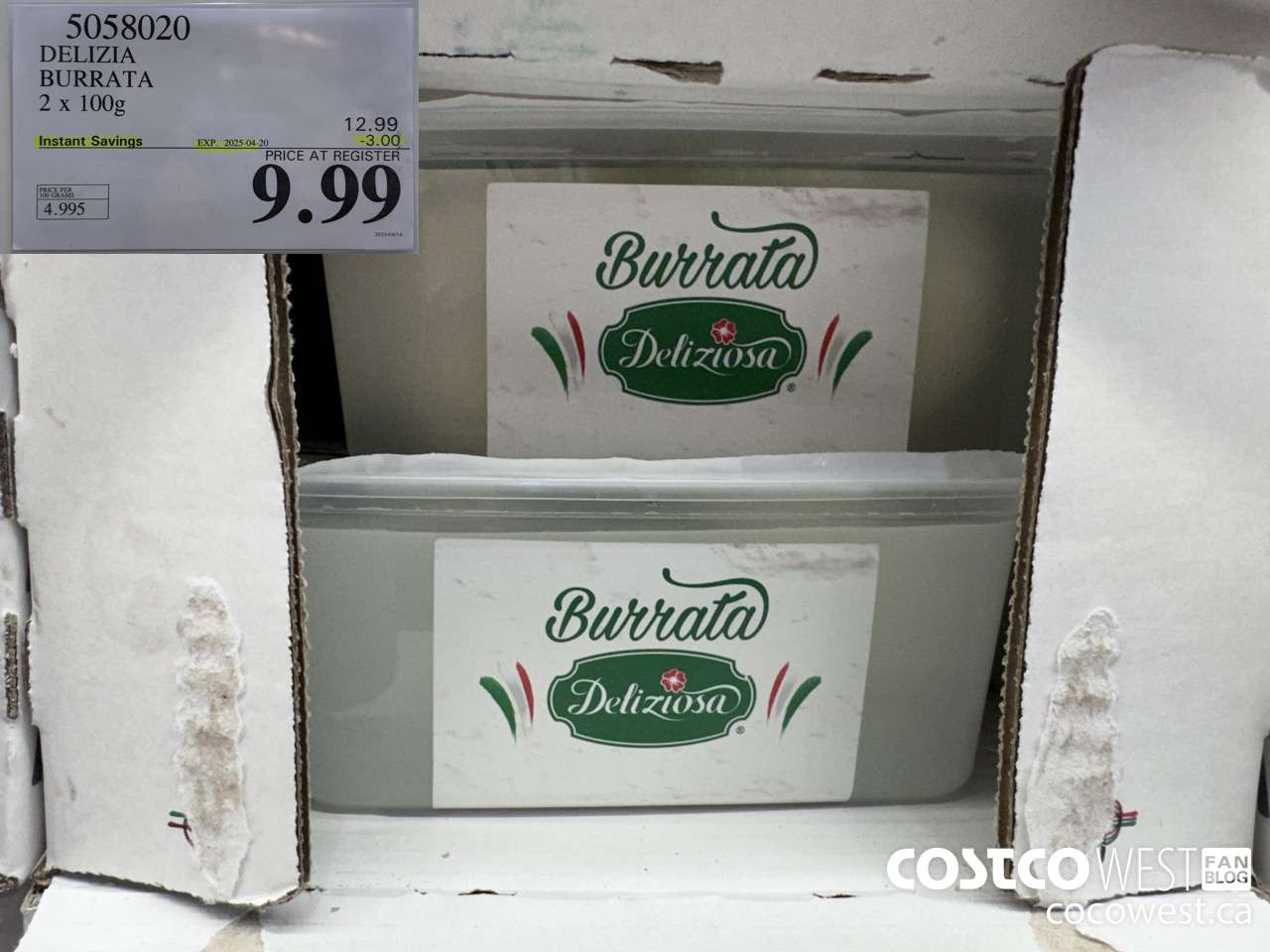 5058020 DELIZIA BURRATA 2 x 100G ($3.00 INSTANT SAVINGS EXPIRES ON 2025-04-20) $9.99