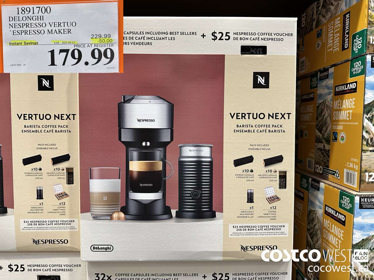1891700 DELONGHI NESPRESSO VERTUO ESPRESSO MAKER ($50.00 INSTANT SAVINGS EXPIRES ON 2025-04-13) $179.99