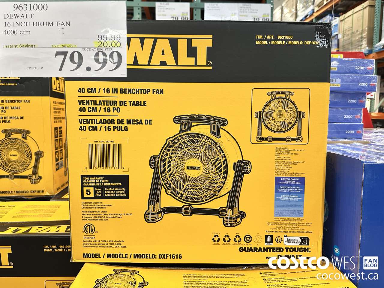 9631000 DEWALT 16 INCH DRUM FAN 4000 CFM ($20.00 INSTANT SAVINGS EXPIRES ON 2025-05-11) $79.99