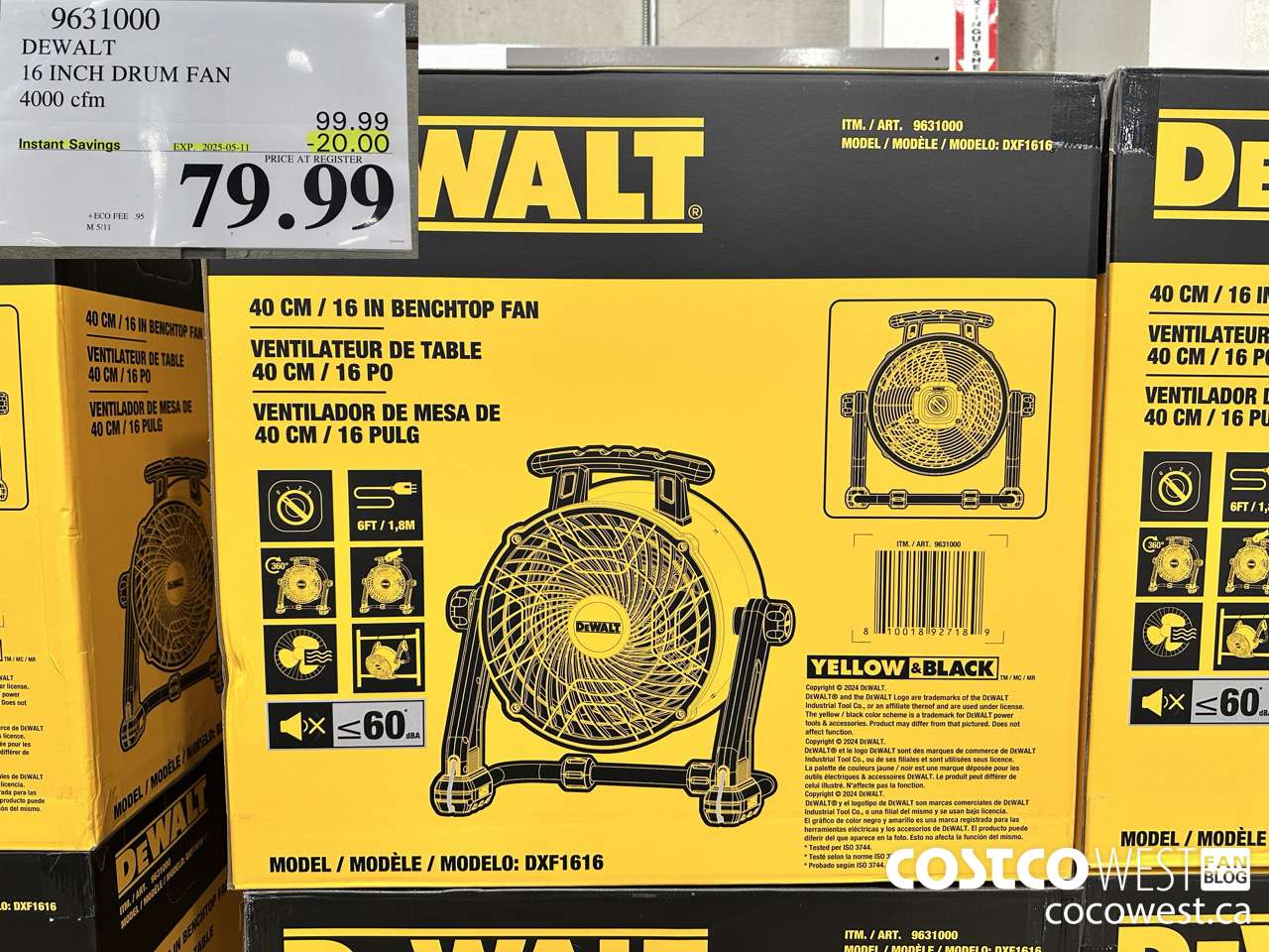 9631000 DEWALT 16 INCH DRUM FAN 4000 CFM ($20.00 INSTANT SAVINGS EXPIRES ON 2025-05-11) $79.99