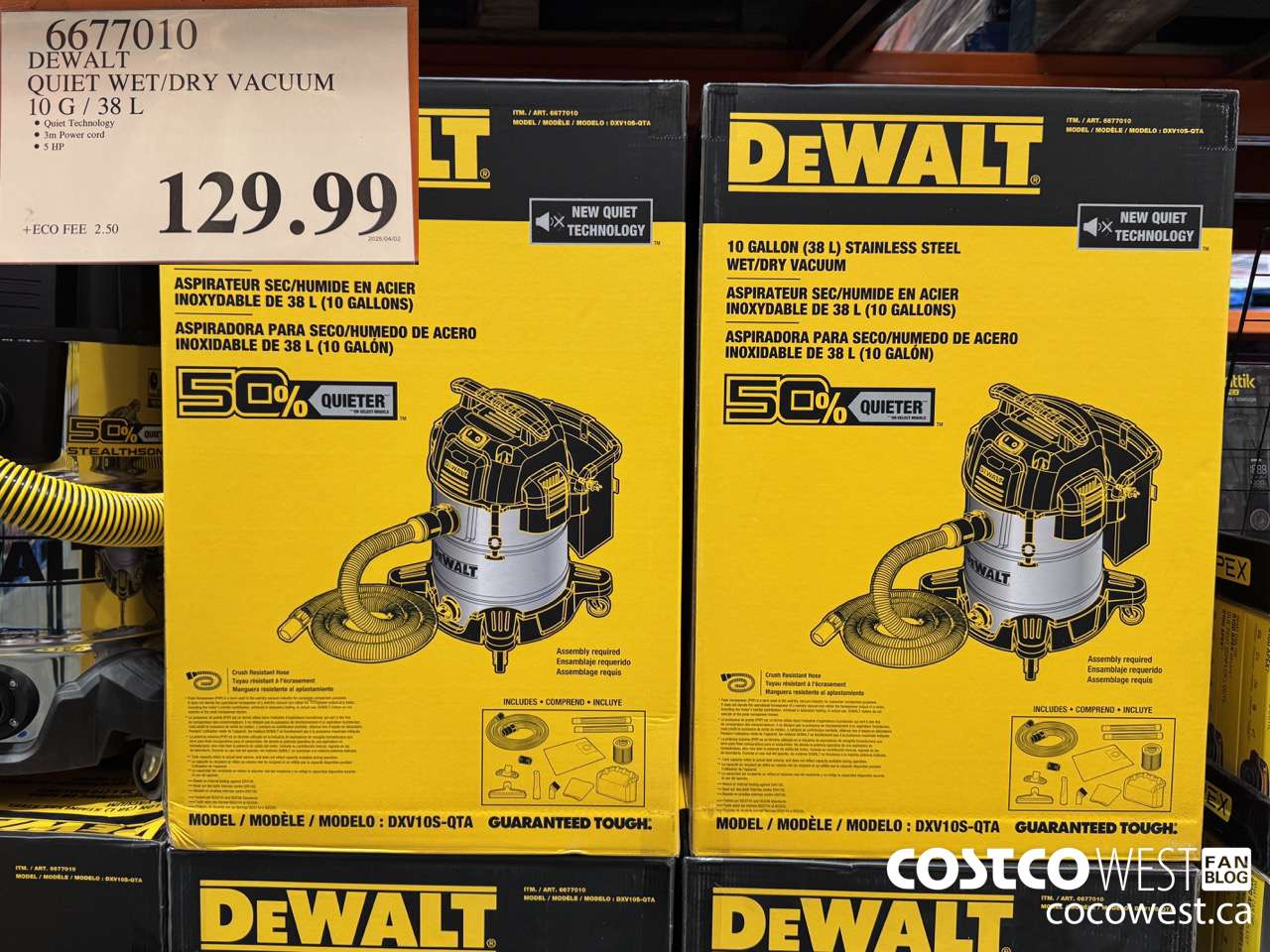 6677010 DEWALT QUIET WET/DRY VACUUM 10G/38L $129.99