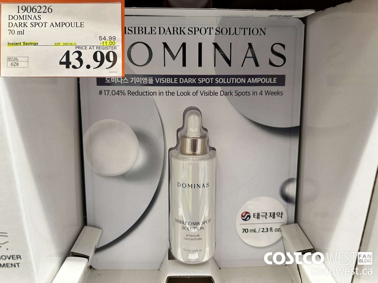 1906226 DOMINAS DARK SPOT AMPOULE 70ML ($11.00 INSTANT SAVINGS EXPIRES ON 2025-04-13) $43.99