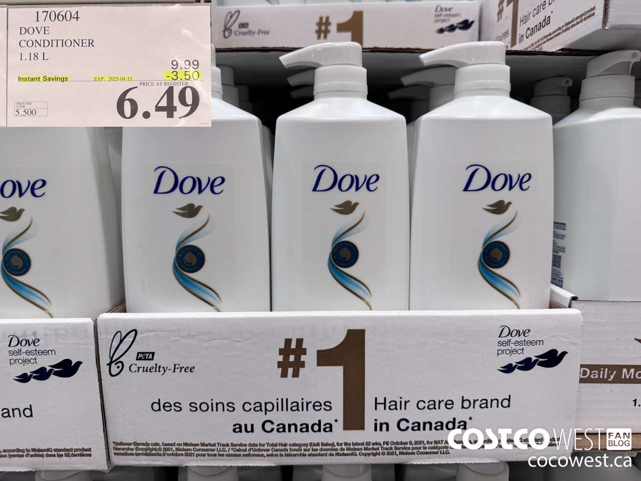 170604 DOVE CONDITIONER 1.18 L ($3.50 INSTANT SAVINGS EXPIRES ON 2025-04-13) $6.49