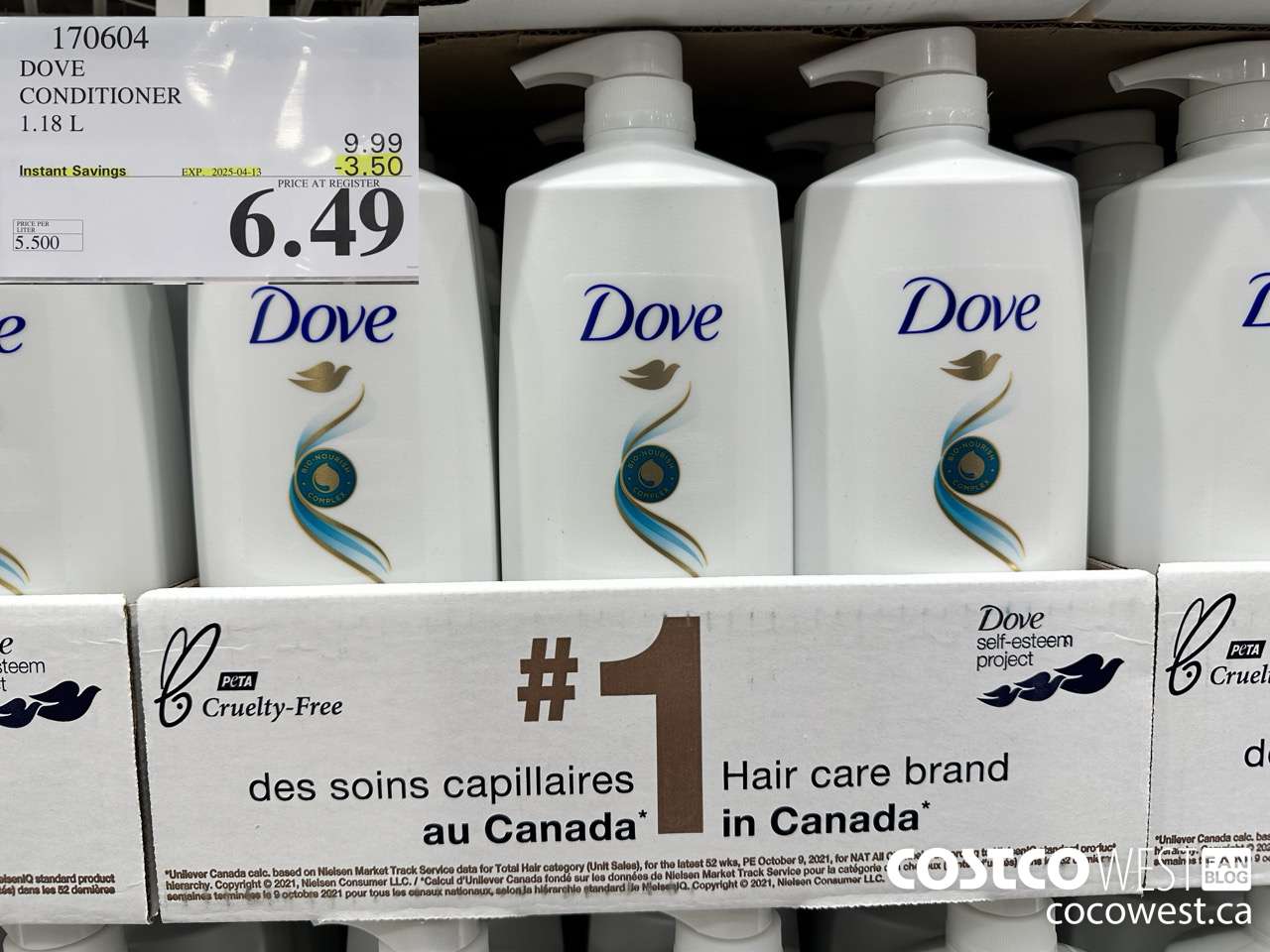 170604 DOVE CONDITIONER 1.18 L ($3.50 INSTANT SAVINGS EXPIRES ON 2025-04-13) $6.49