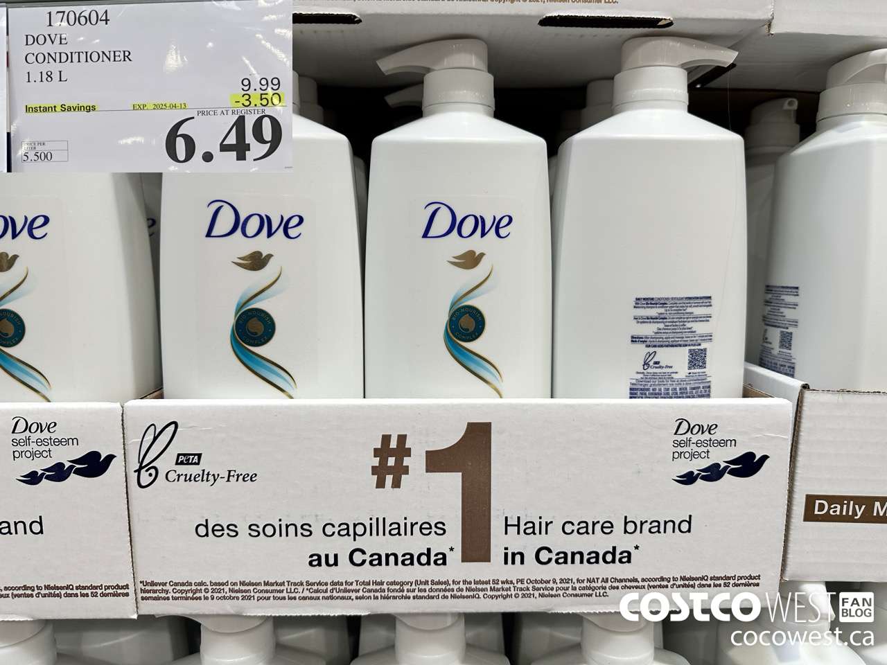 170604 DOVE CONDITIONER 1.18 L ($3.50 INSTANT SAVINGS EXPIRES ON 2025-04-13) $6.49