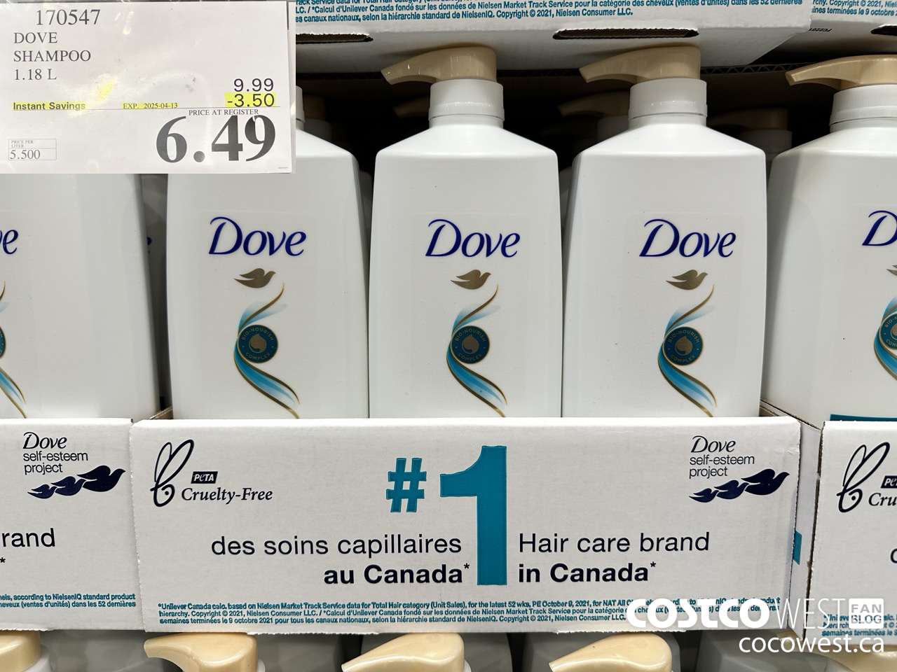 170547 DOVE SHAMPOO 1.18 L ($3.50 INSTANT SAVINGS EXPIRES ON 2025-04-13) $6.49