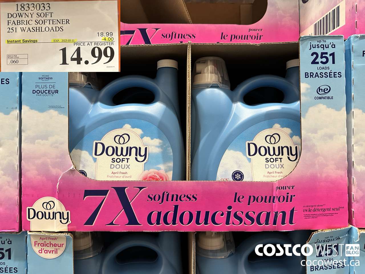 1833033 DOWNY SOFT FABRIC SOFTENER 251 WASHLOADS ($4.00 INSTANT SAVINGS EXPIRES ON 2025-05-11) $14.99
