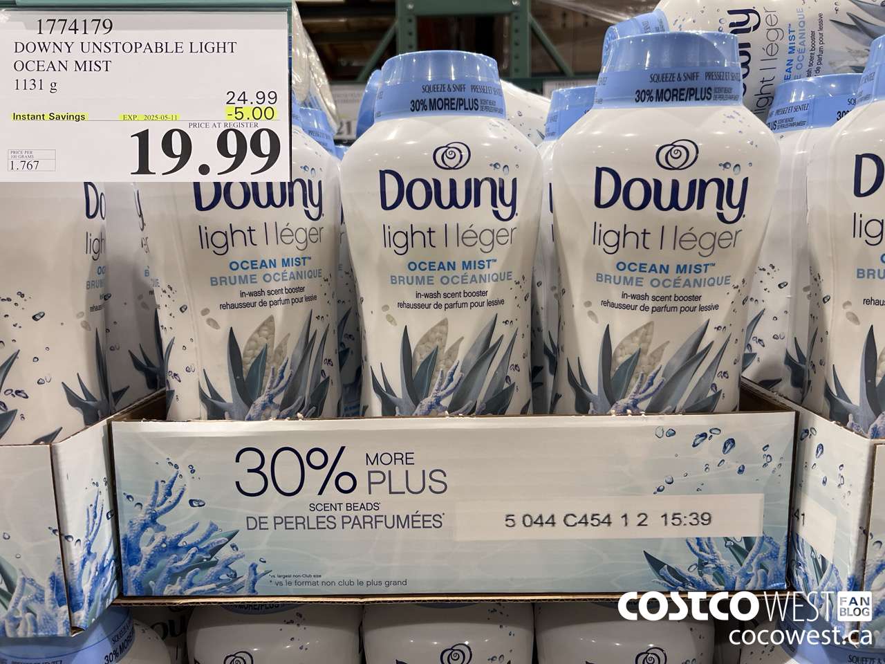 1774179 DOWNY UNSTOPABLE LIGHT OCEAN MIST 1131G ($5.00 INSTANT SAVINGS EXPIRES ON 2025-05-11) $19.99