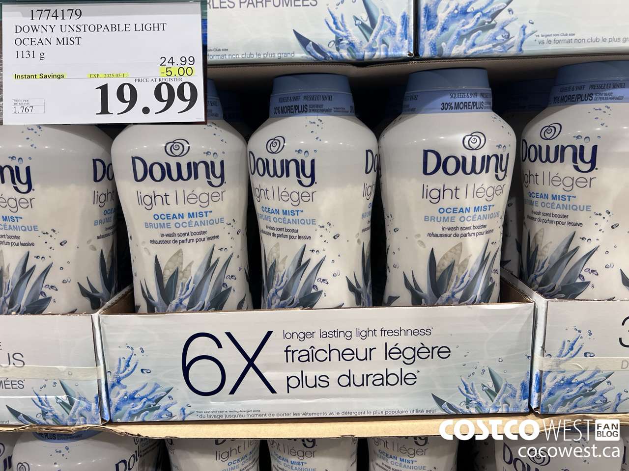 1774179 DOWNY UNSTOPABLE LIGHT OCEAN MIST 1131G ($5.00 INSTANT SAVINGS EXPIRES ON 2025-05-11) $19.99