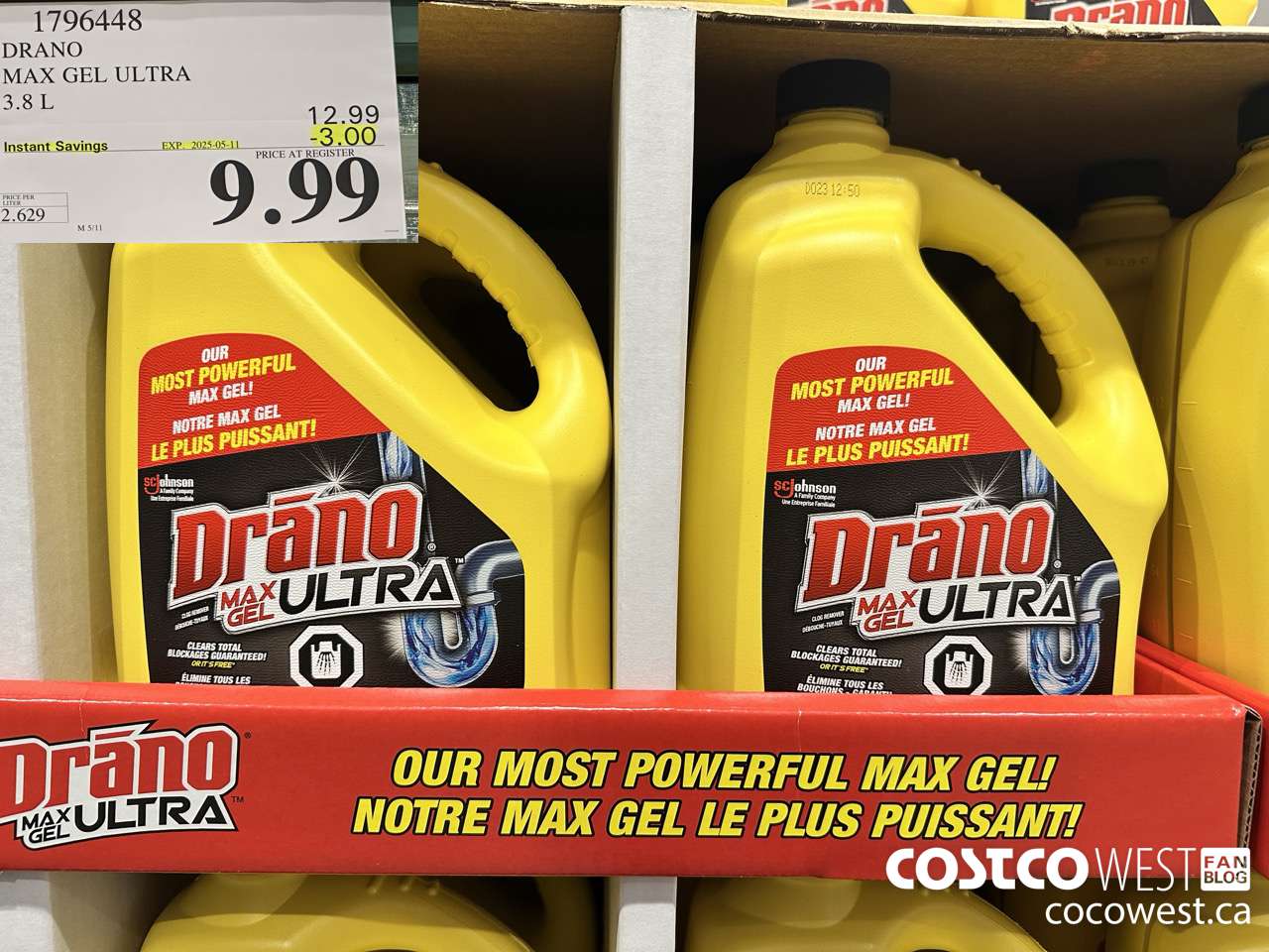 1796448 DRANO MAX GEL ULTRA 3.8L ($3.00 INSTANT SAVINGS EXPIRES ON 2025-05-11) $9.99