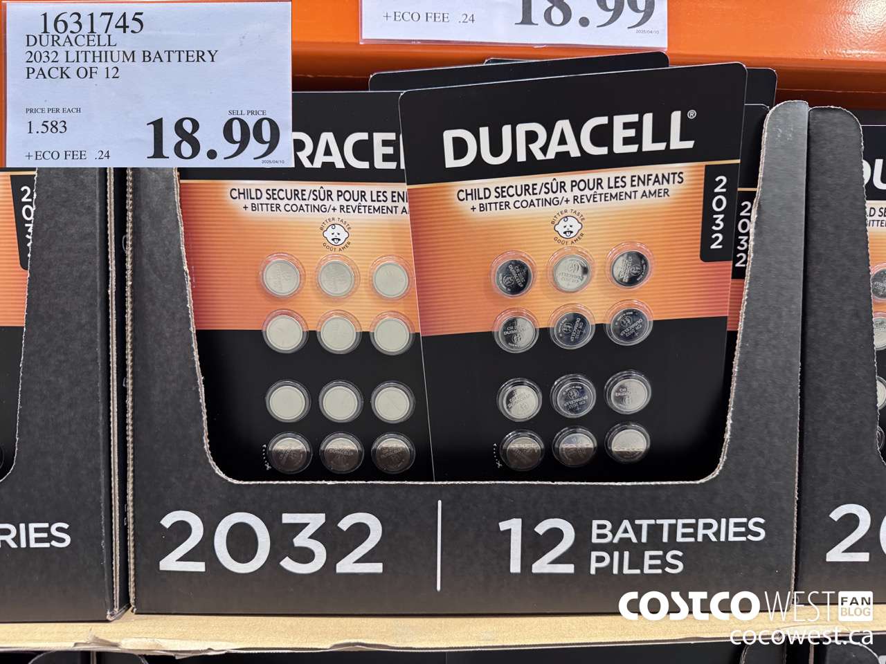1631745 DURACELL LITHIUM 2032 BATTERY PACK OF 12 $18.99