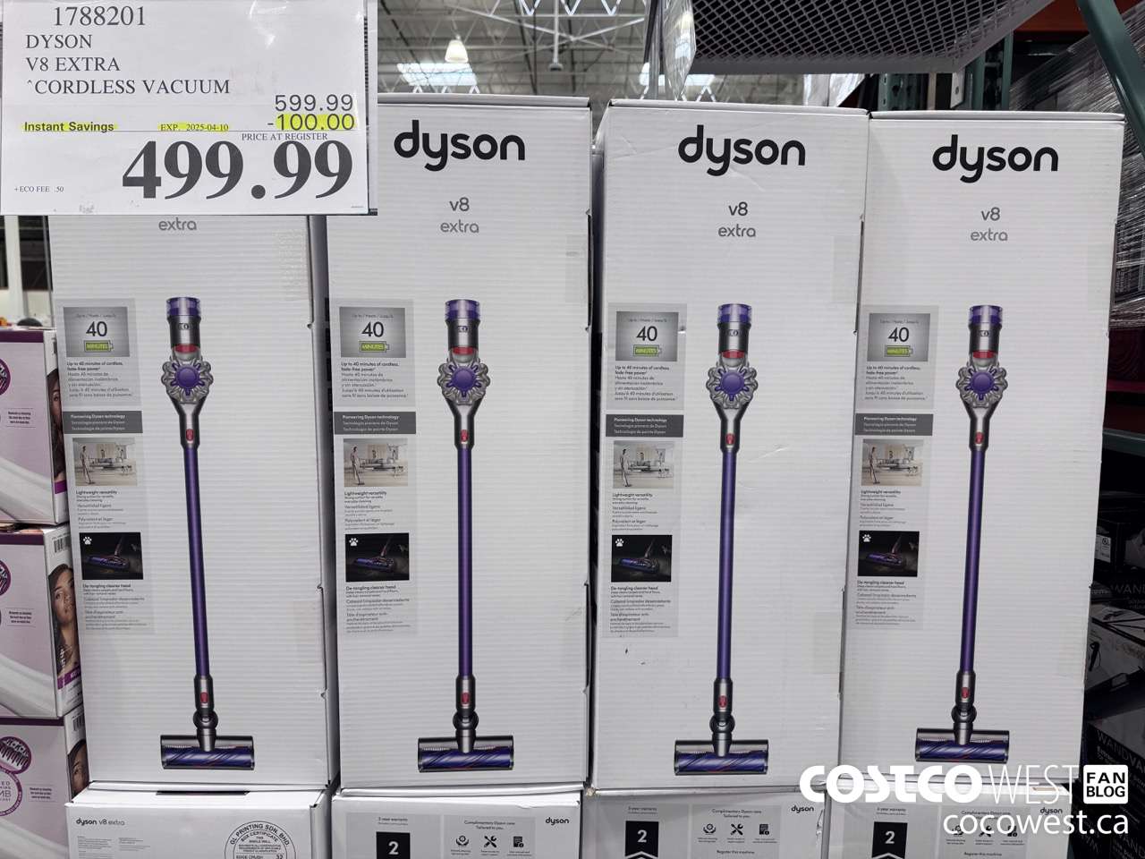 1788201 DYSON V8 EXTRA CORDLESS VACUUM ($100.00 INSTANT SAVINGS EXPIRES ON 2025-04-10) $499.99
