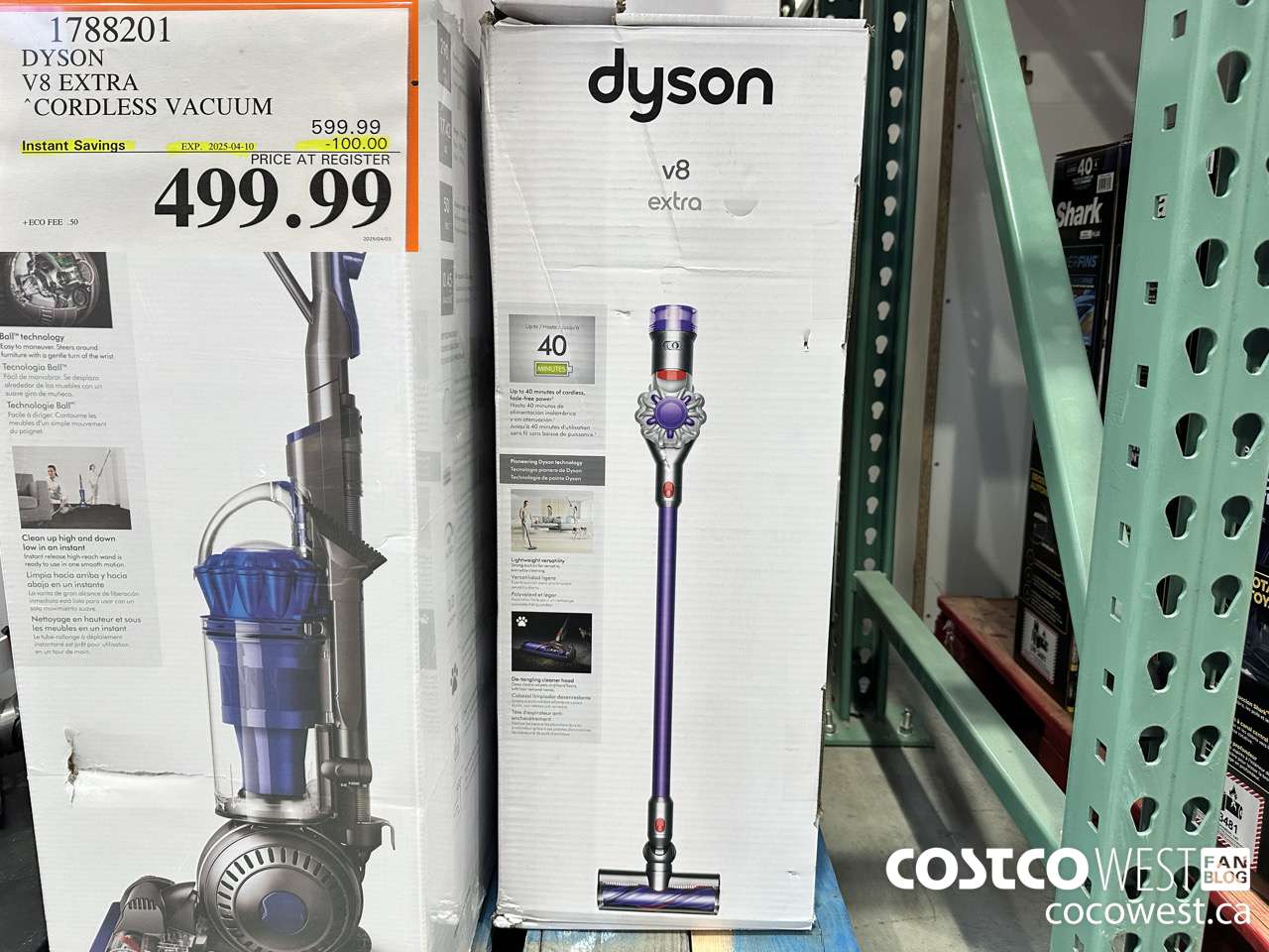 1788201 DYSON V8 EXTRA CORDLESS VACUUM ($100.00 INSTANT SAVINGS EXPIRES ON 2025-04-10) $499.99